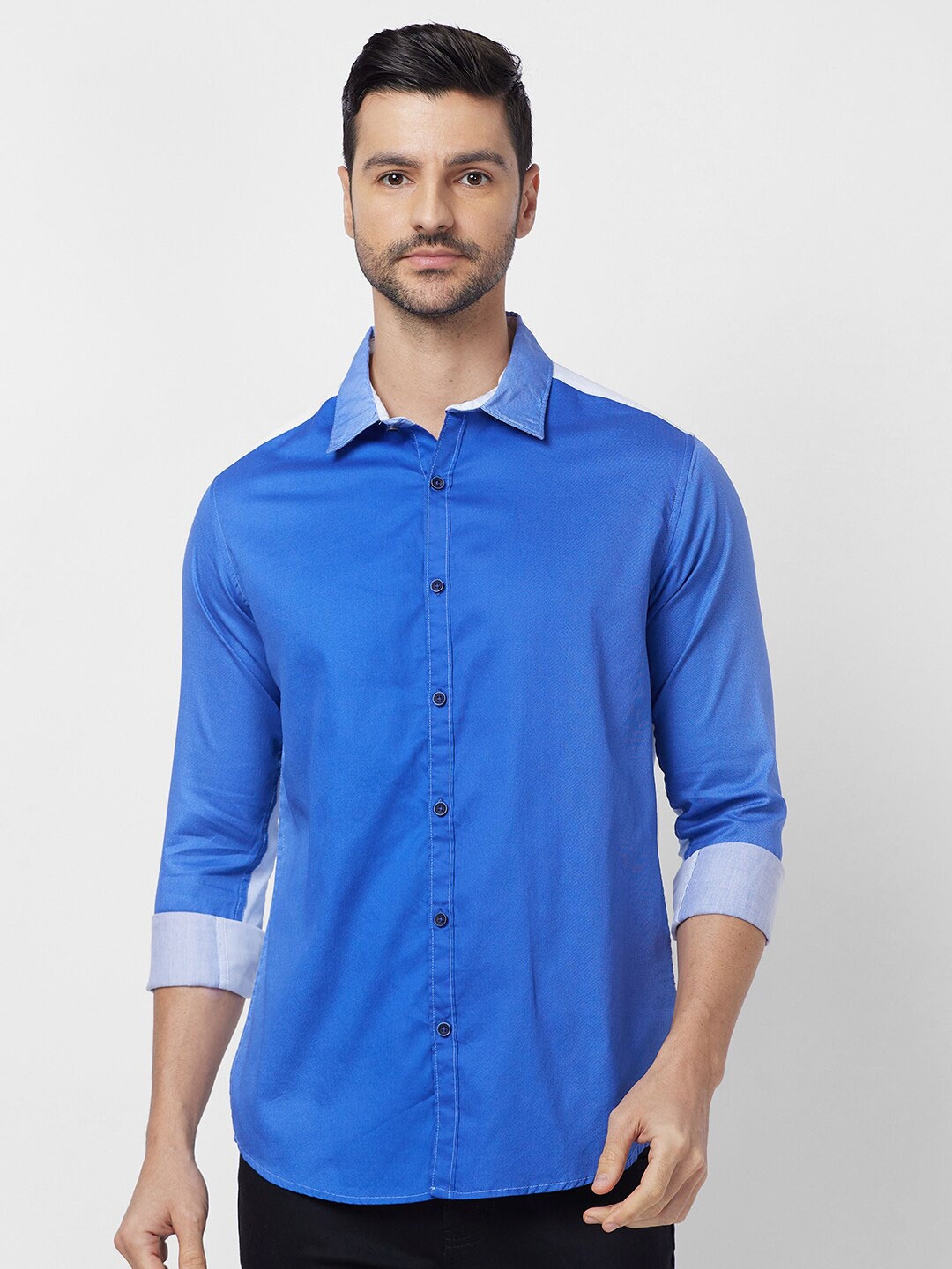 

SNX Tailored Fit Opaque Pure Cotton Casual Shirt, Blue