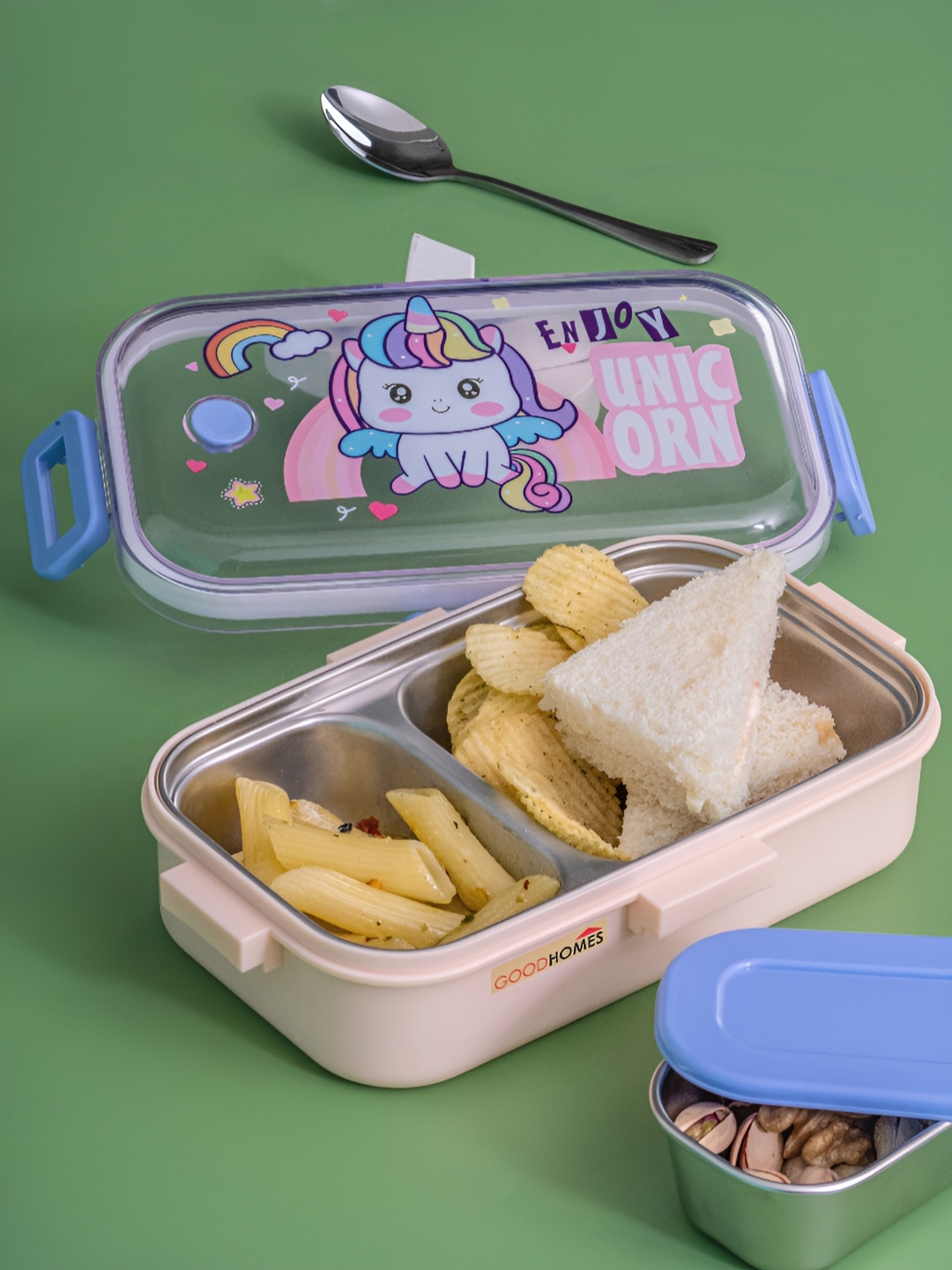 

GOODHOMES Pink & Blue Stainless Steel Dishwasher Safe Lunch Box