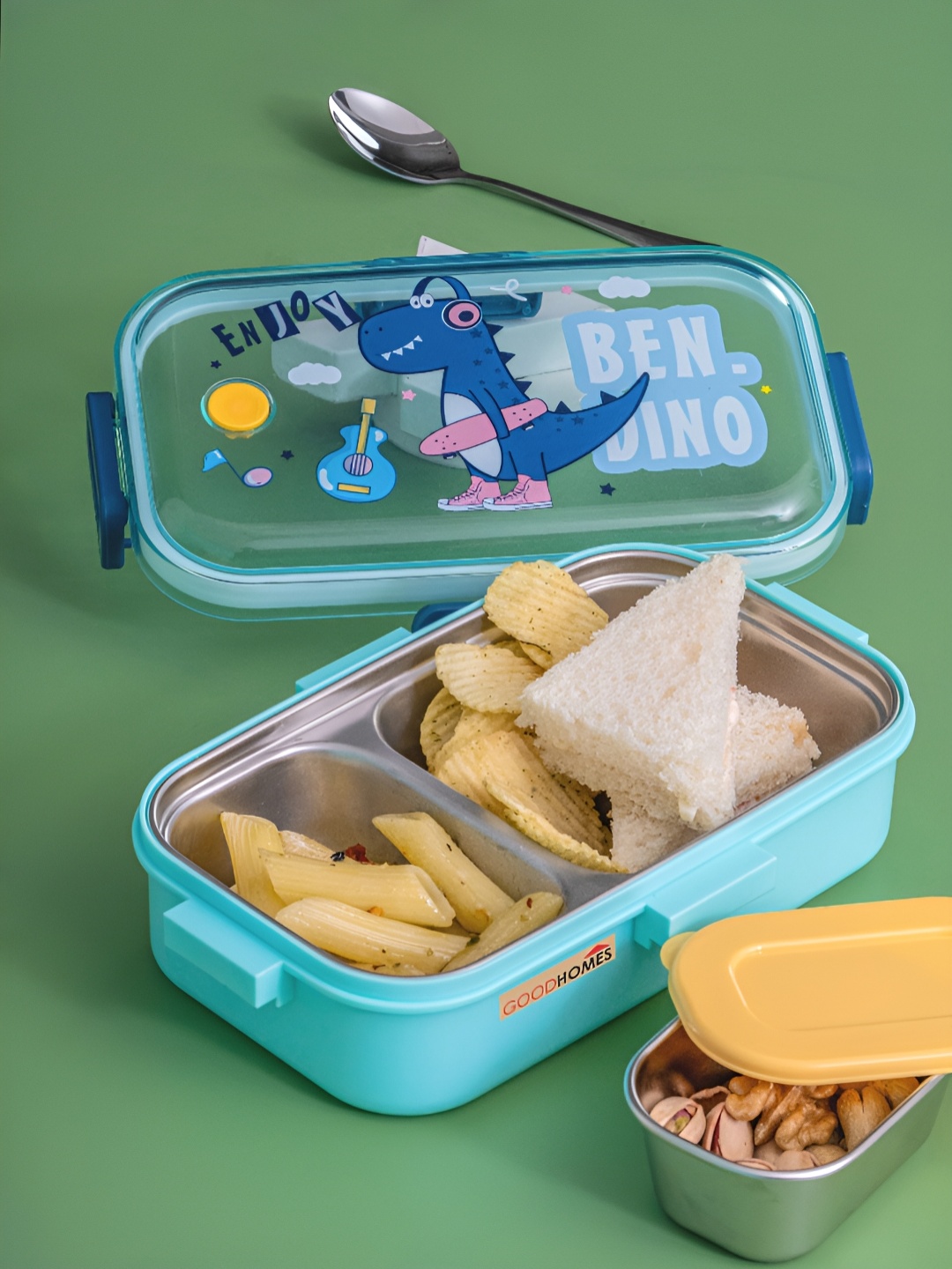 

GOODHOMES Green & Blue Stainless Steel Dishwasher Safe Lunch Box