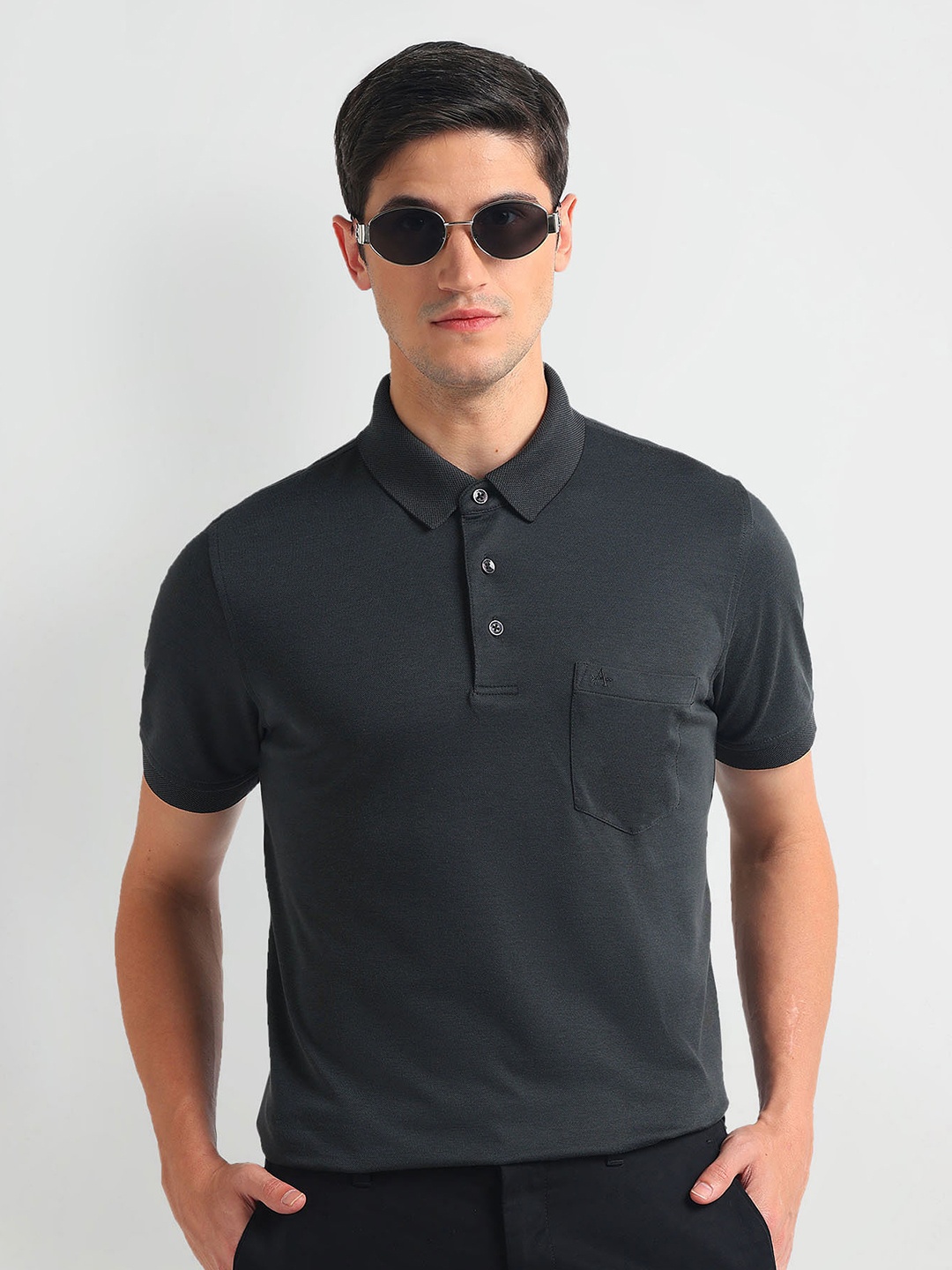 

Arrow Polo Collar Short Sleeves T-shirt, Charcoal