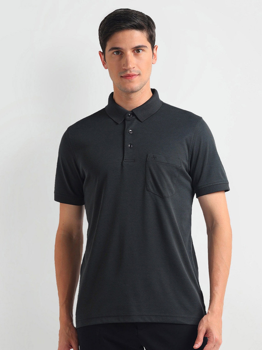 

Arrow Polo Collar Short Sleeves T-shirt, Charcoal