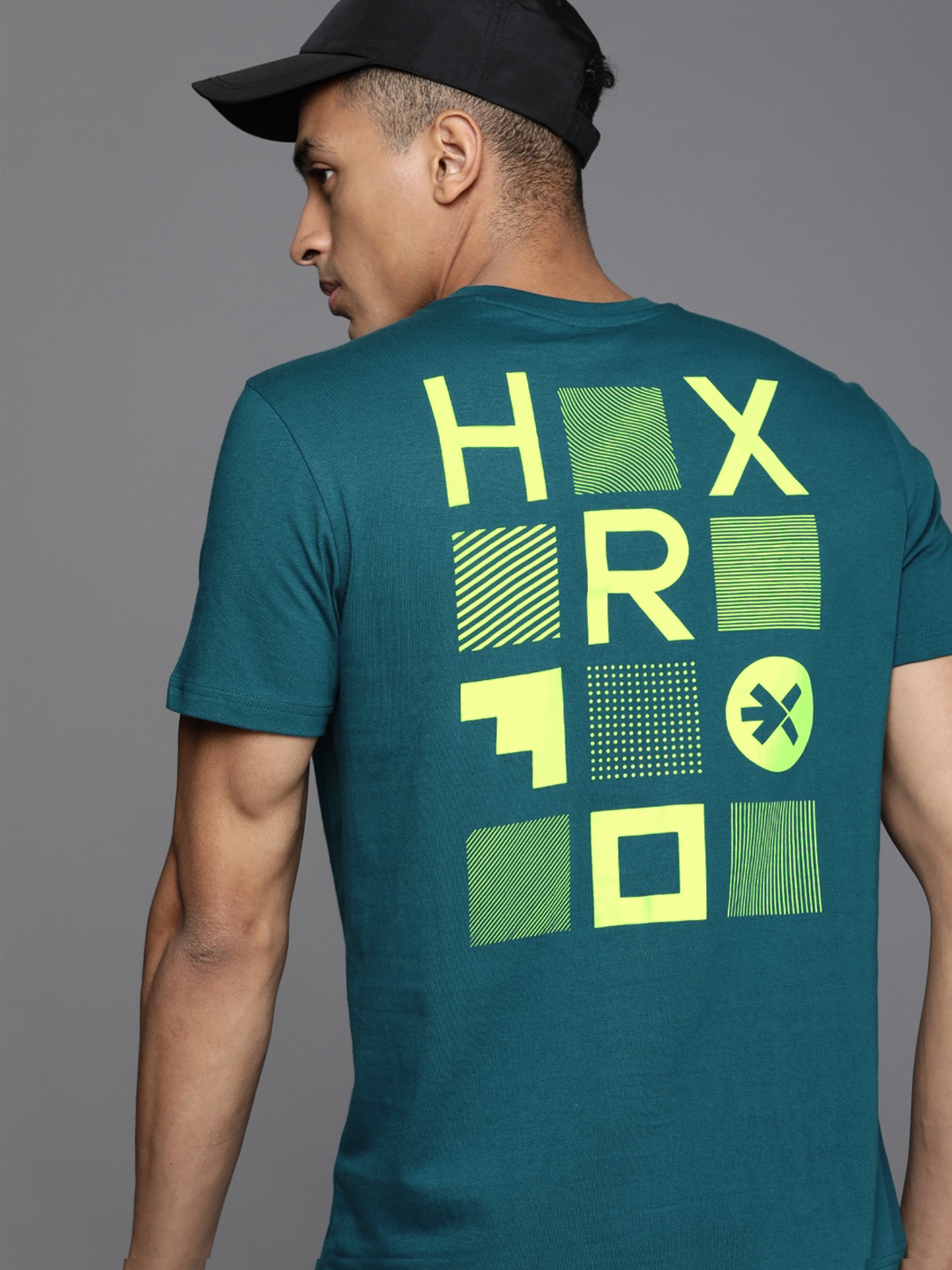 

HRX by Hrithik Roshan Men Lifestyle Typography Printed Pure Cotton T-shirt, Teal