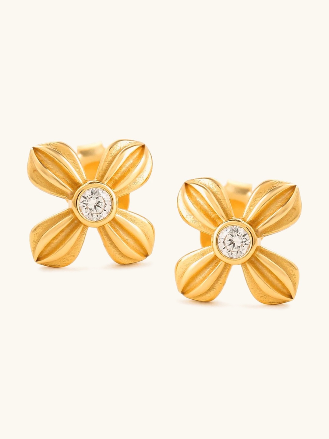 

Mabel 92.5 Sterling Silver Cubic Zirconia Studded Gold-Plated Studs Earrings