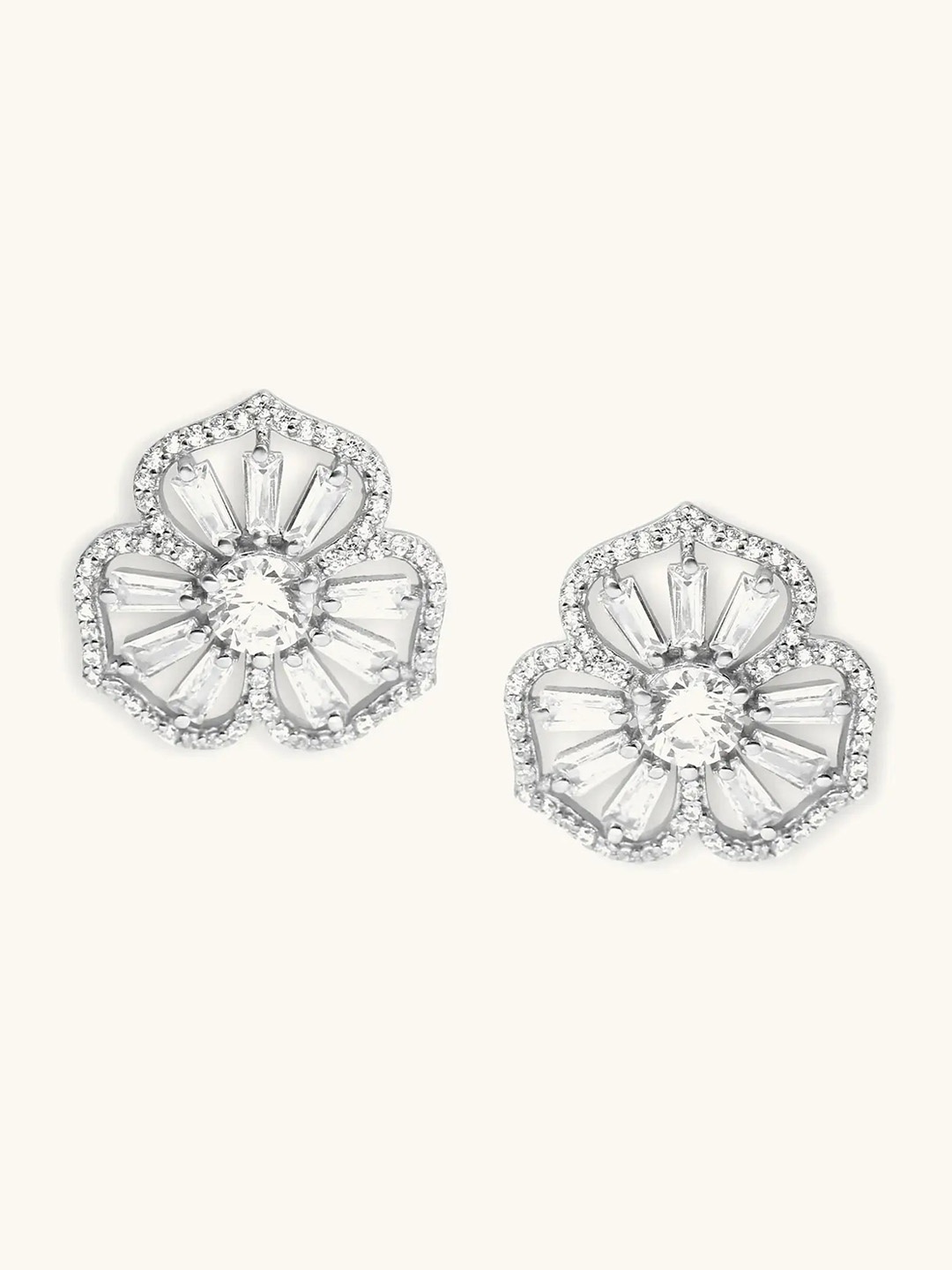 

Mabel 925 Sterling Silver Rhodium-Plated Contemporary Studs Earrings