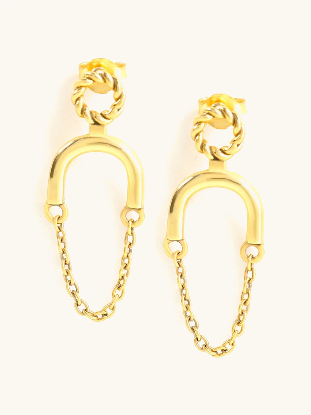 

Mabel 925 Sterling Silver Gold-Plated Contemporary Drop Earrings