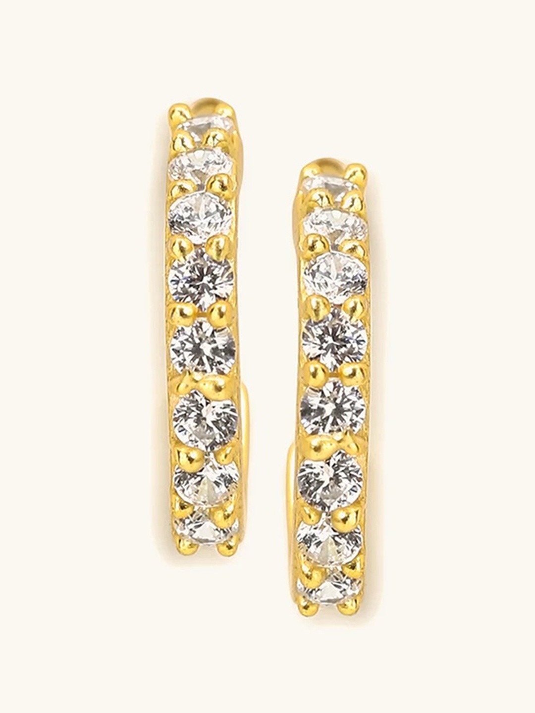 

Mabel 925 Sterling Silver Gold-Plated Cubic Zirconia-Studded Half Hoop Earrings