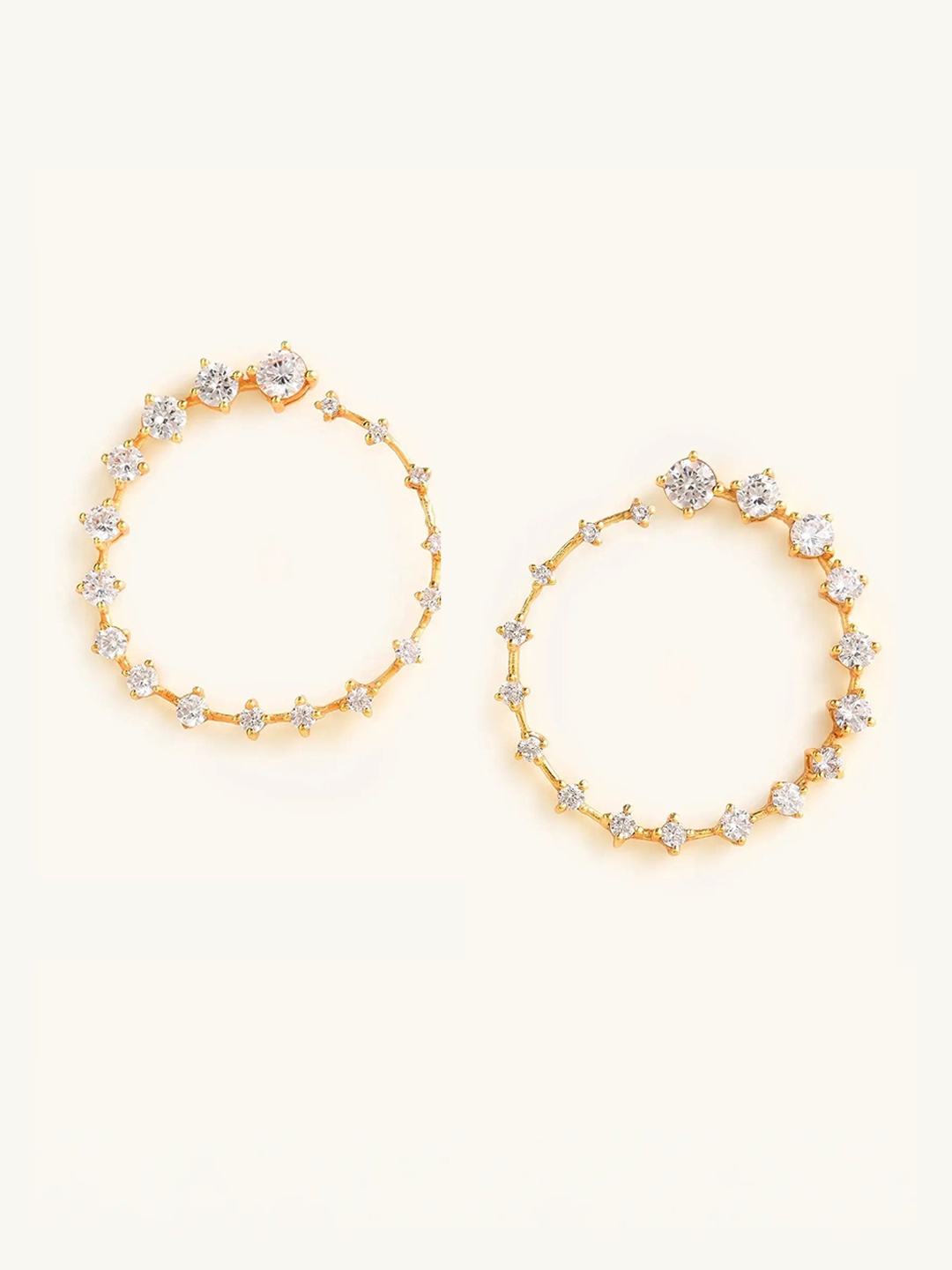 

Mabel 925 Sterling Gold-Plated CZ Studded Hoop Earrings