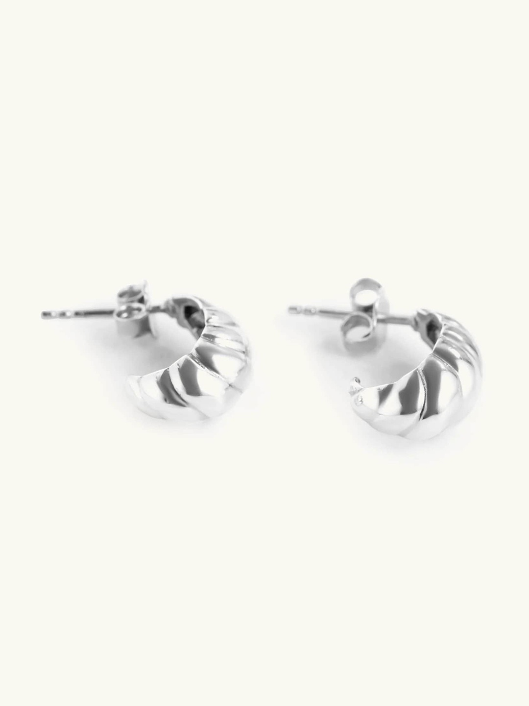 

Mabel 92.5 Sterling Silver Rhodium-Plated Contemporary Half Hoop Earrings