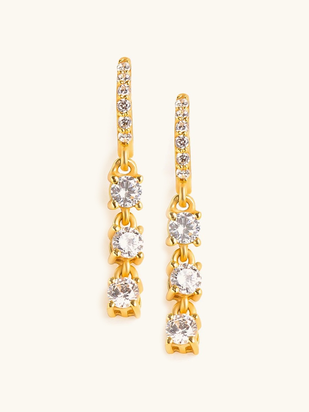 

Mabel Gold-Plated Cubic Zirconia-Studded 92.5 Sterling Silver Contemporary Drop Earrings