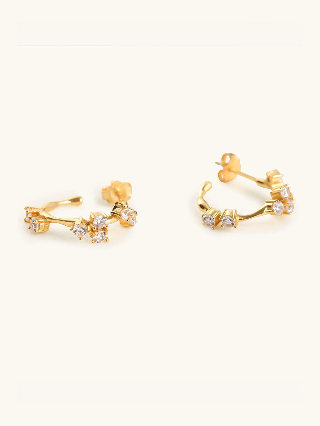 

Mabel Gold-Plated Cubic Zirconia-Studded 92.5 Sterling Silver Half Hoop Earrings