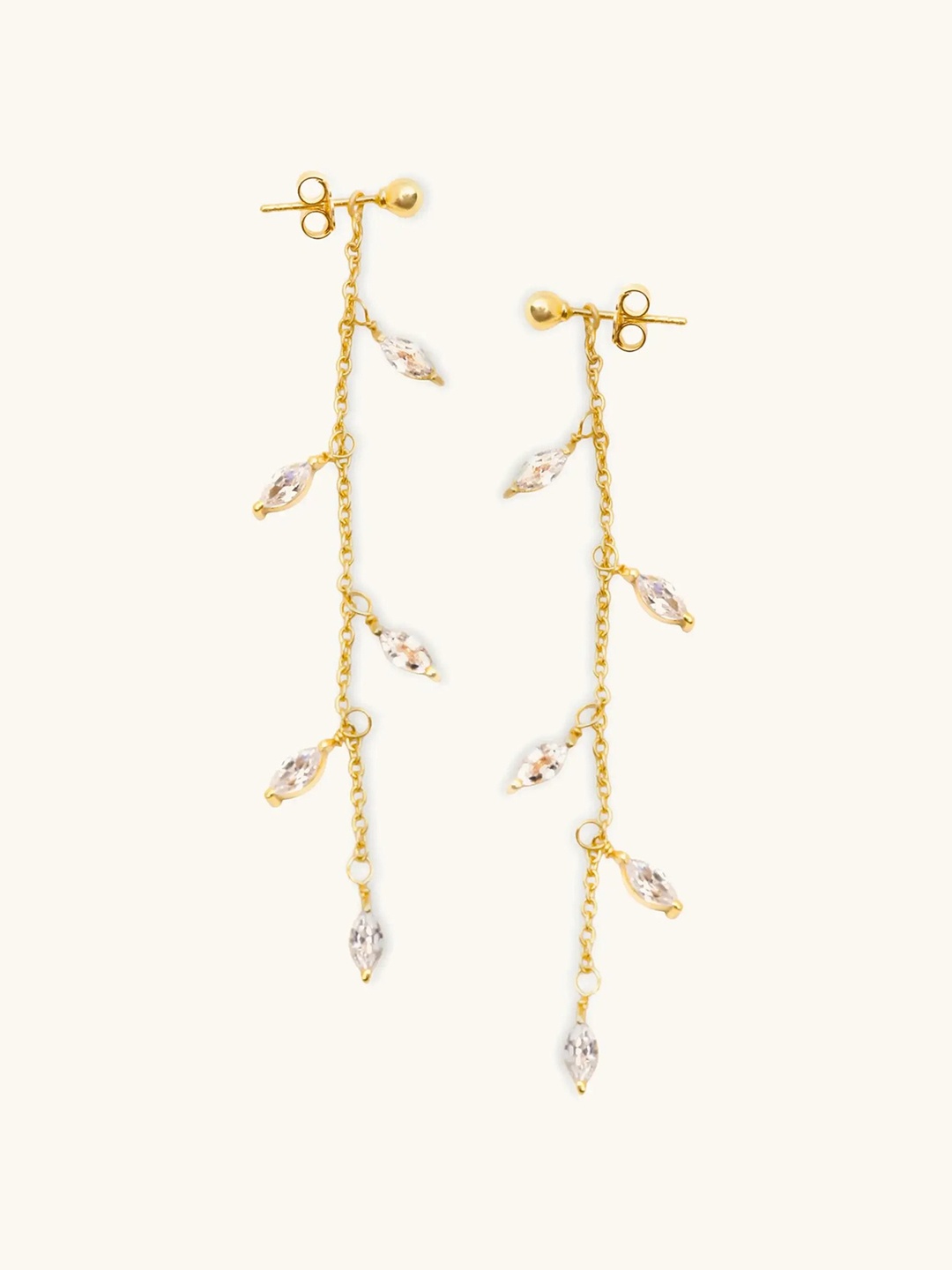 

Mabel 925 Sterling Silver Gold-Plated Contemporary Drop Earrings