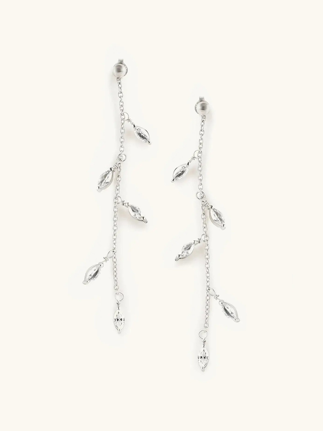 

Mabel 925 Sterling Silver Rhodium-Plated Tiny leaf Danglers Drop Earrings