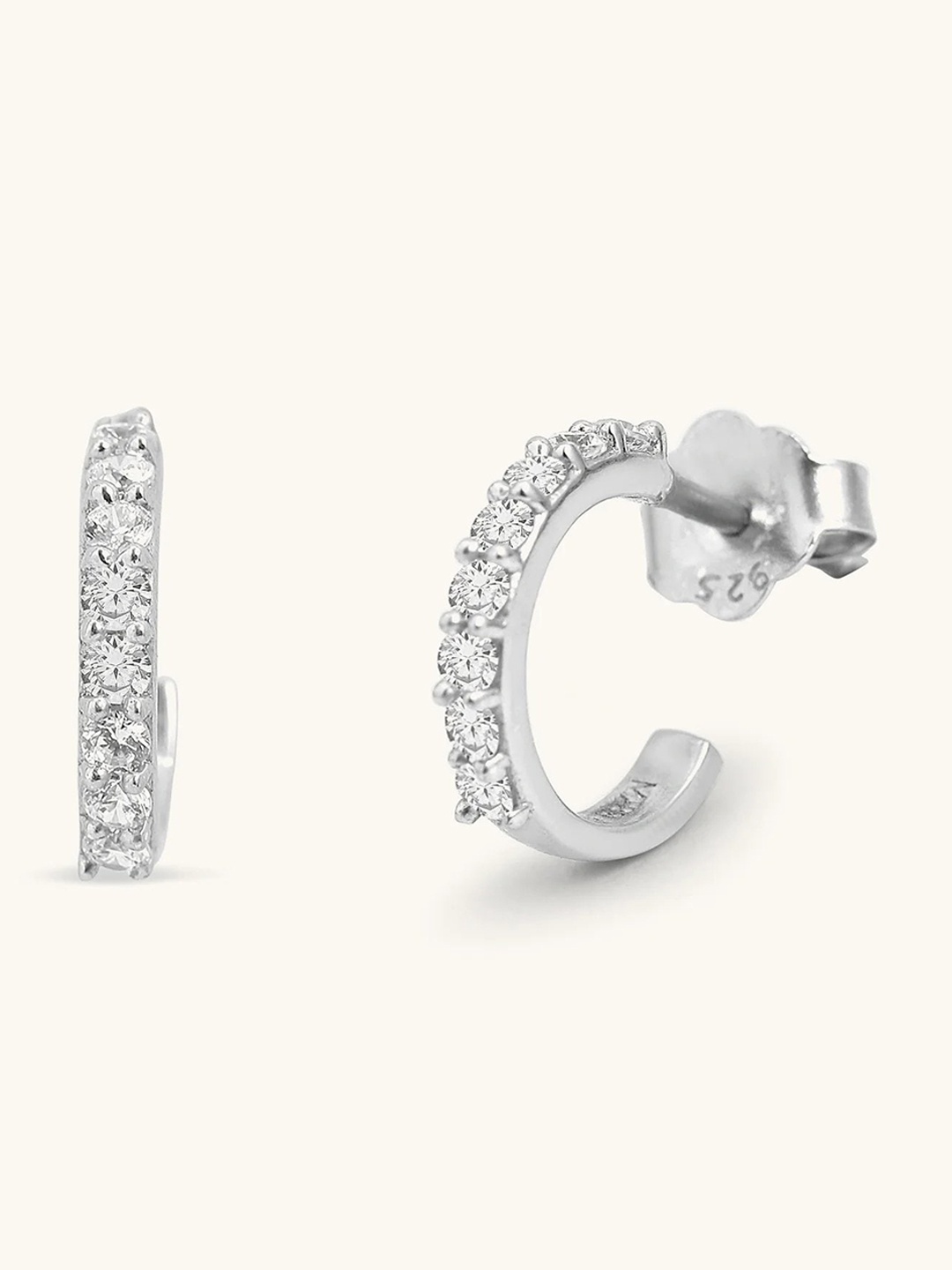 

Mabel Rhodium-Plated Cubic Zirconia-Studded 92.5 Sterling Silver Half Hoop Earrings