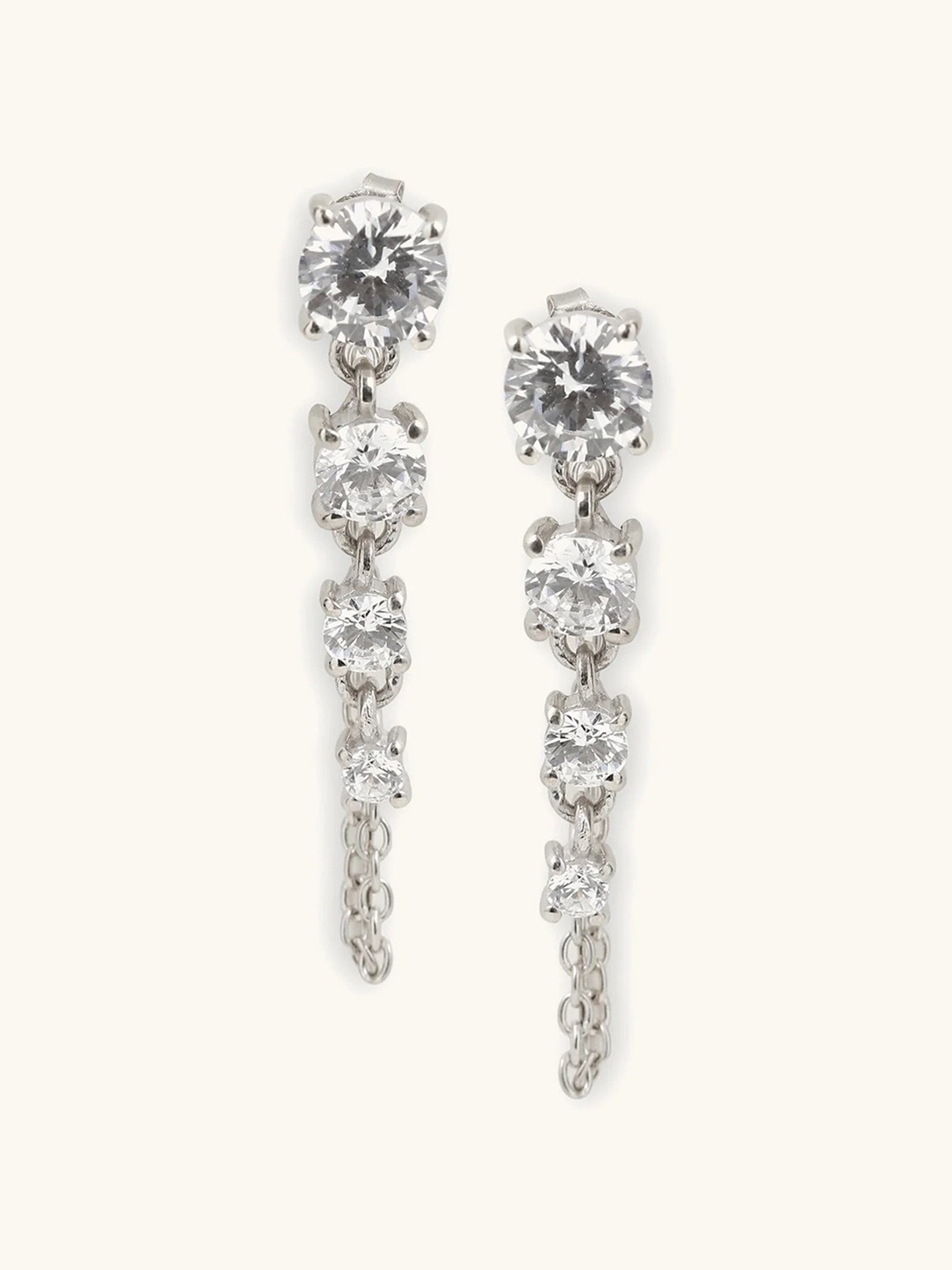 

Mabel 925 Sterling Silver Rhodium-Plated Cubic Zirconia Drop String Earrings