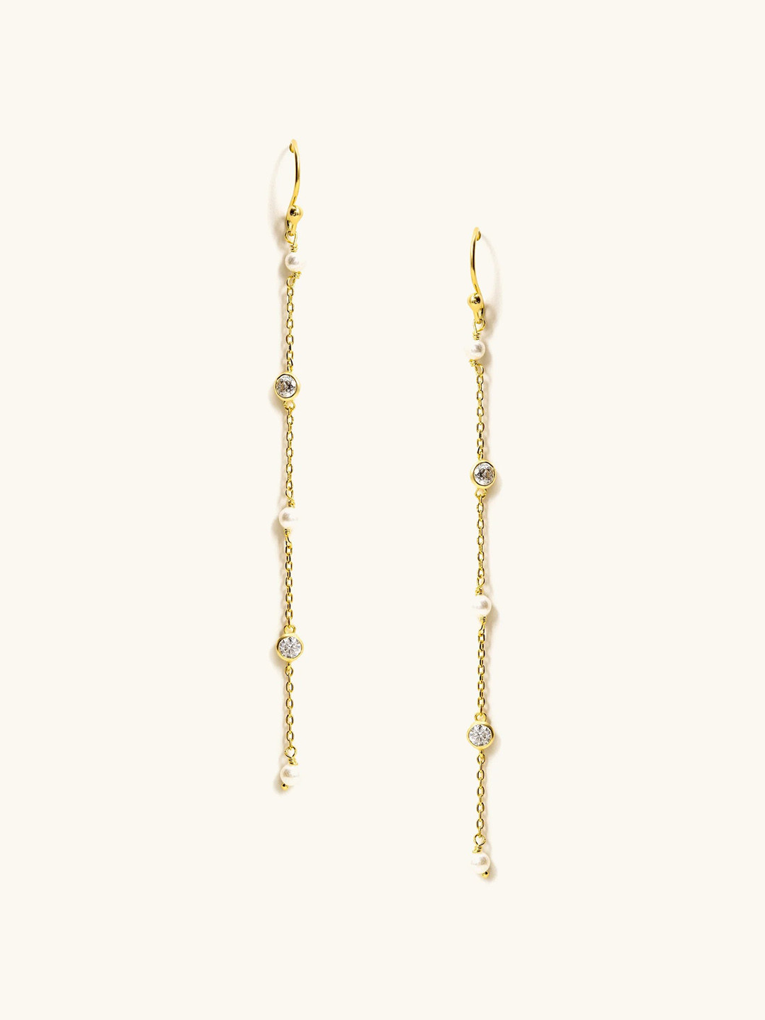 

Mabel Gold-Plated Cubic Zirconia-Studded & Beads 92.5 Sterling Silver Drop Earrings