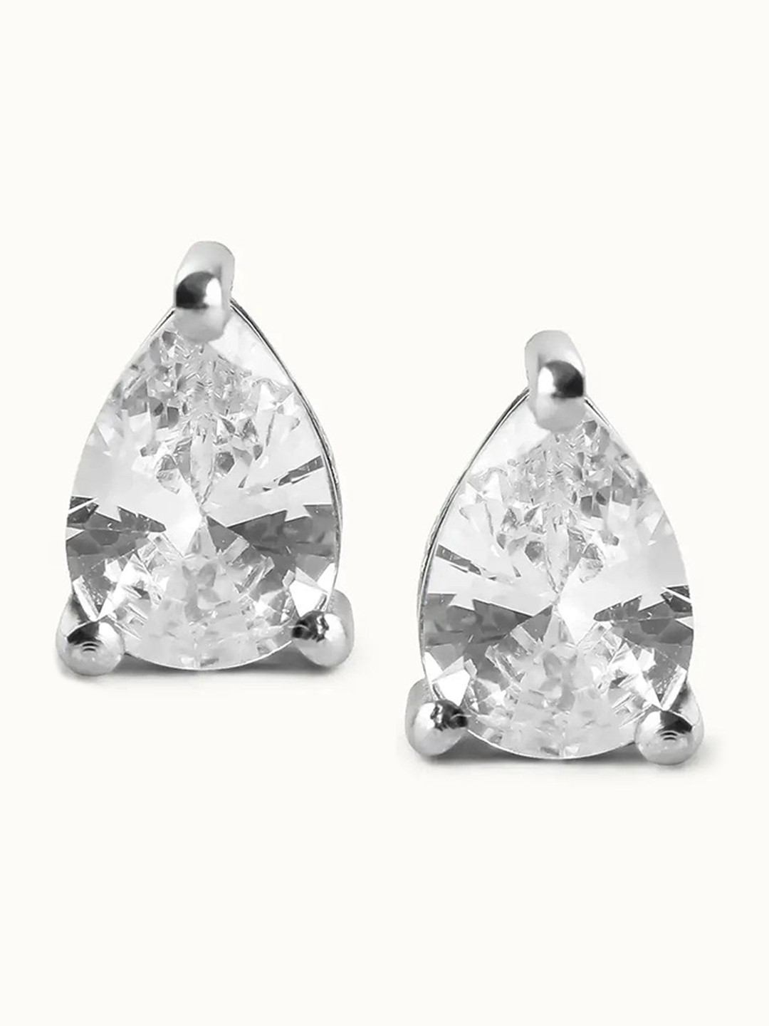 

Mabel 925 Sterling Silver Rhodium-Plated Inverted Teardrop Solitaire Pear Stud Earrings