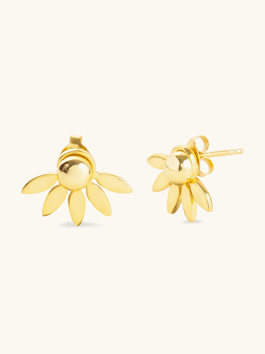 

Mabel 925 Sterling Silver Gold Plated Leaf Fan Stud Earrings