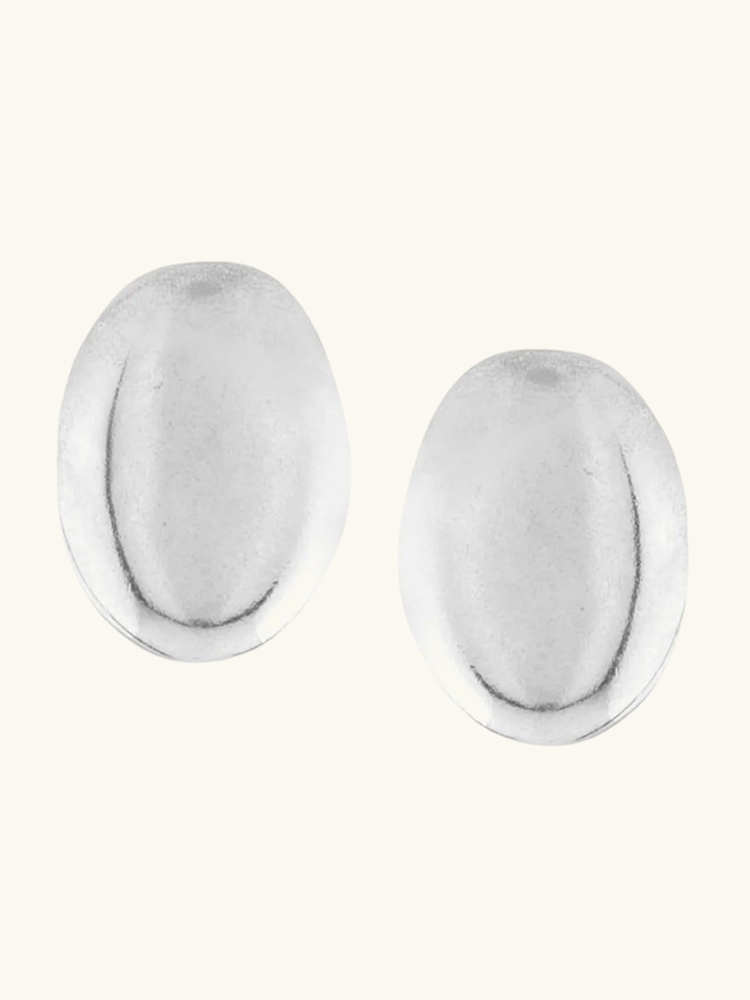 

Mabel Rhodium-Plated 92.5 Sterling Silver Oval Studs Earrings