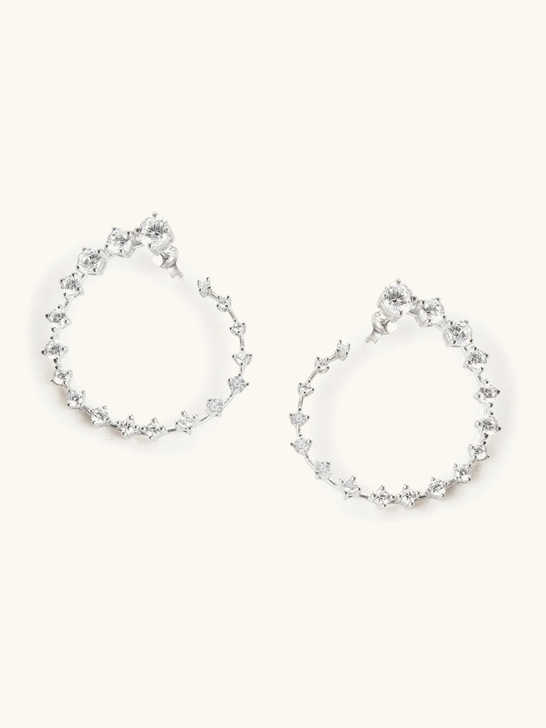 

Mabel 92.5 Sterling Silver Cubic Zirconia Studded Rhodium-Plated Hoop Earrings