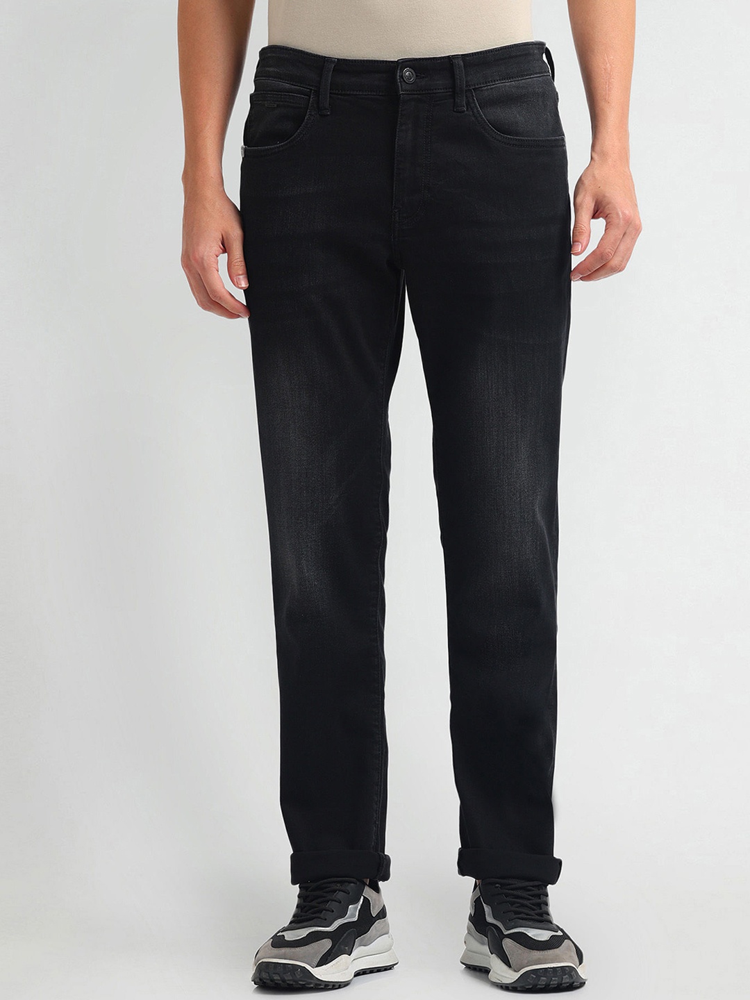 

Arrow Sport Men Slim Fit Mid-Rise Dark Shade Clean Look Stretchable Jeans, Grey