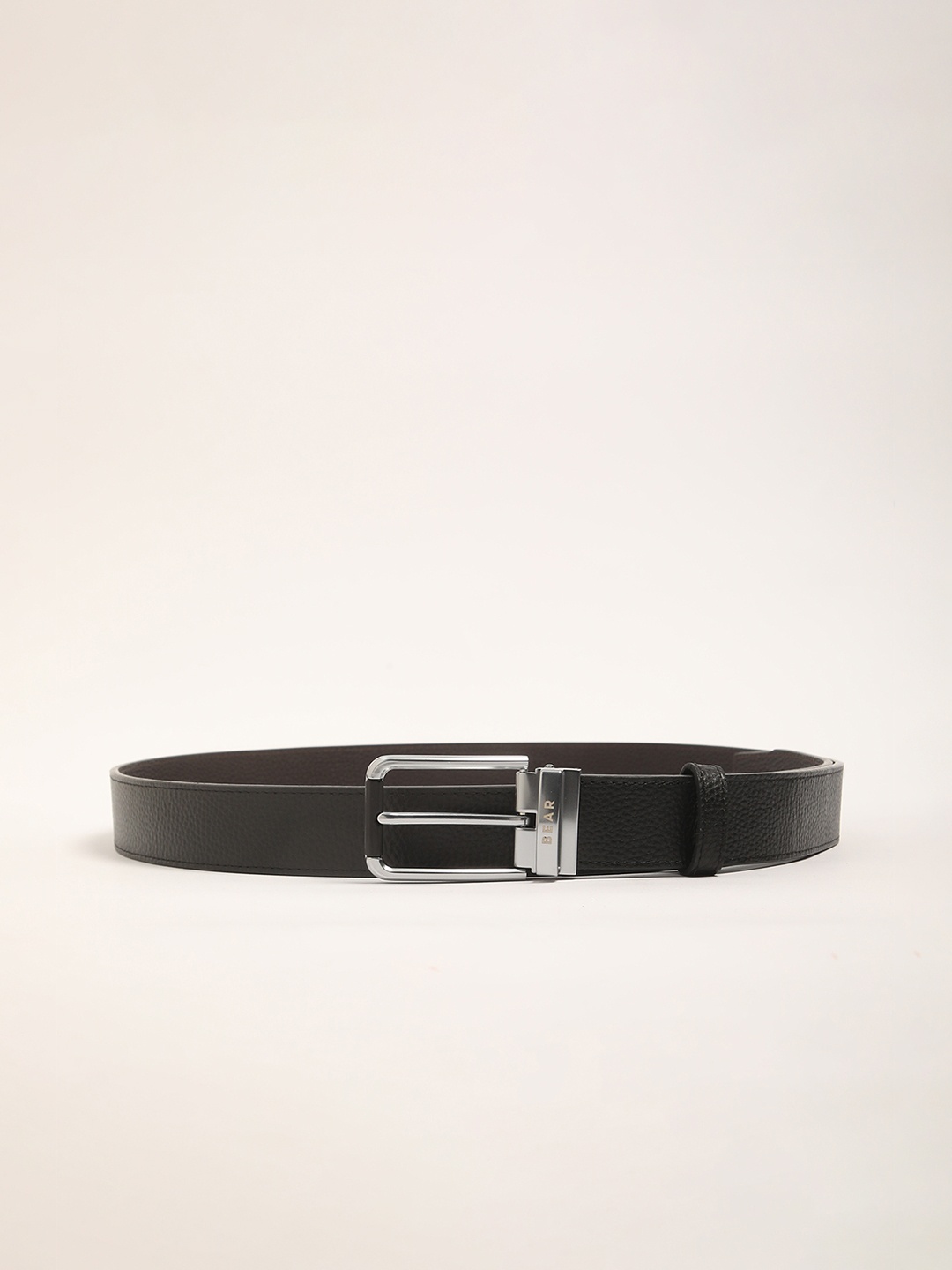 

THE BEAR HOUSE Men Textured Leather Reversible Formal Belt, Black