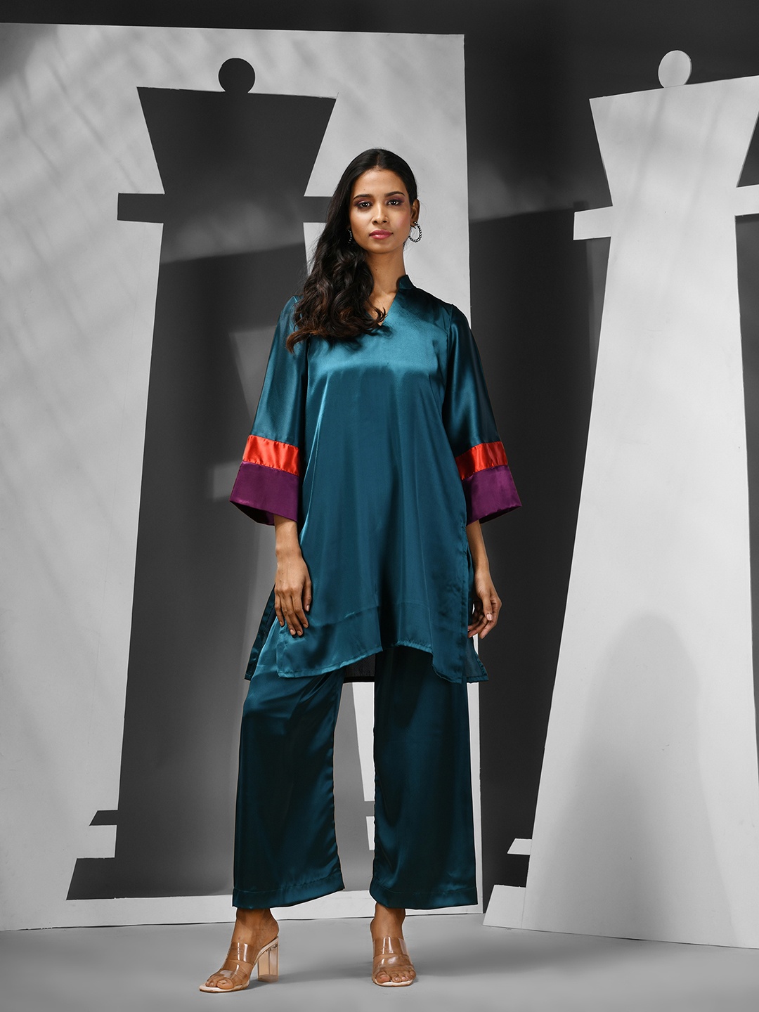 

Charukriti Women Regular Kurta with Palazzos, Teal