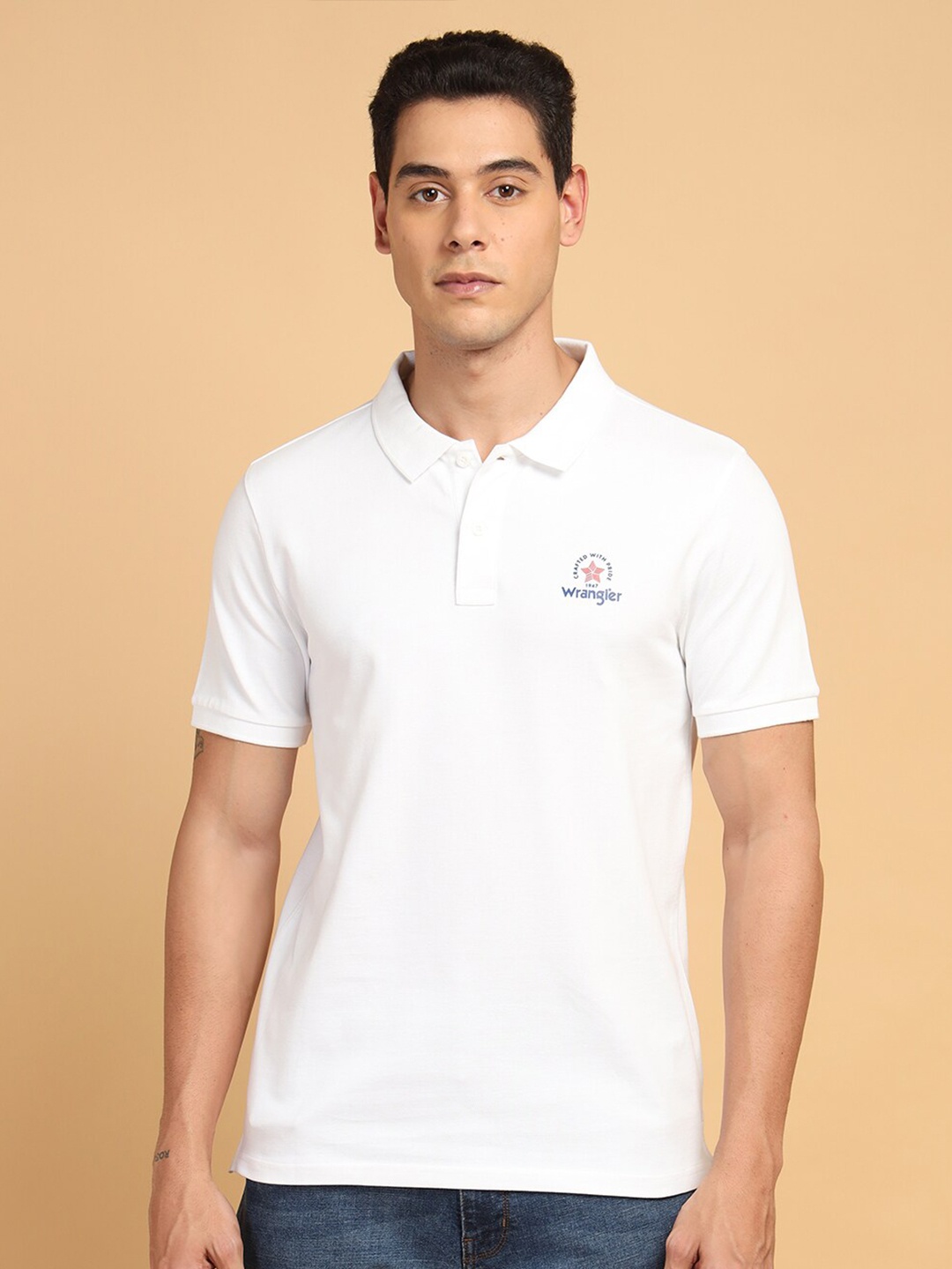 

Wrangler Polo Collar Pure Cotton T-shirt, White