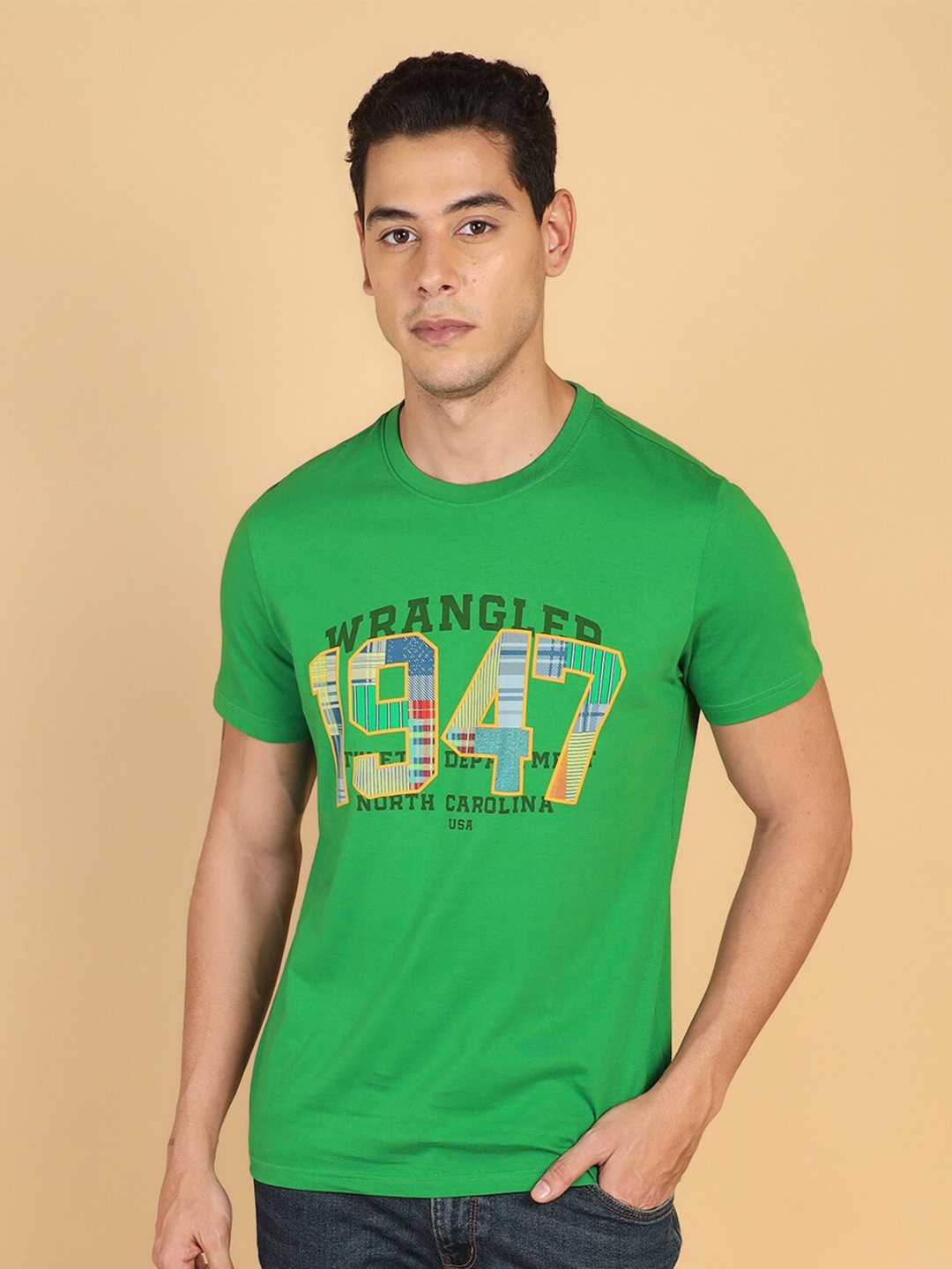 

Wrangler Typography Printed Cotton Casual T-shirt, Green