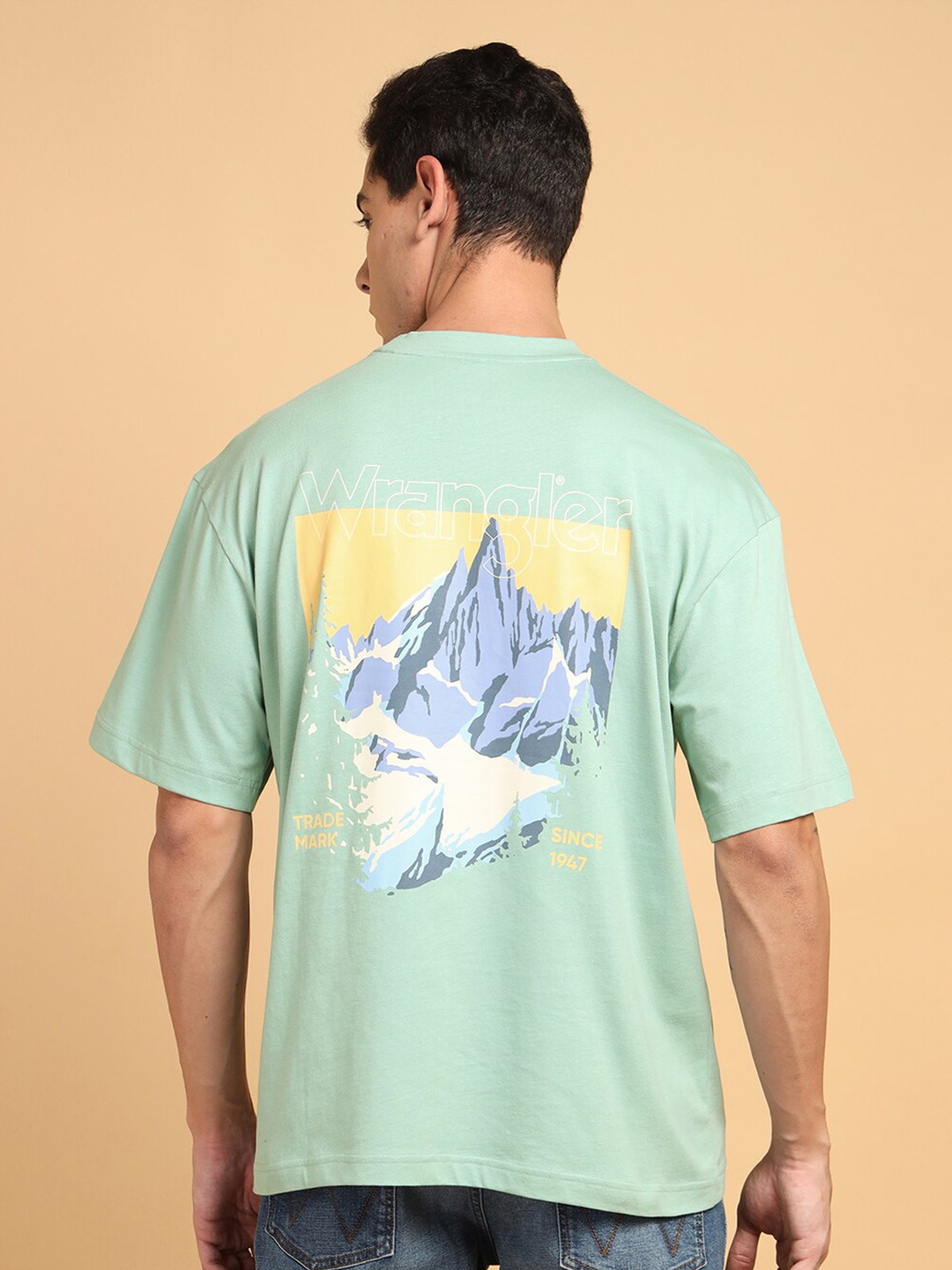 

Wrangler Printed Round Neck Short Sleeves Cotton T-shirt, Green