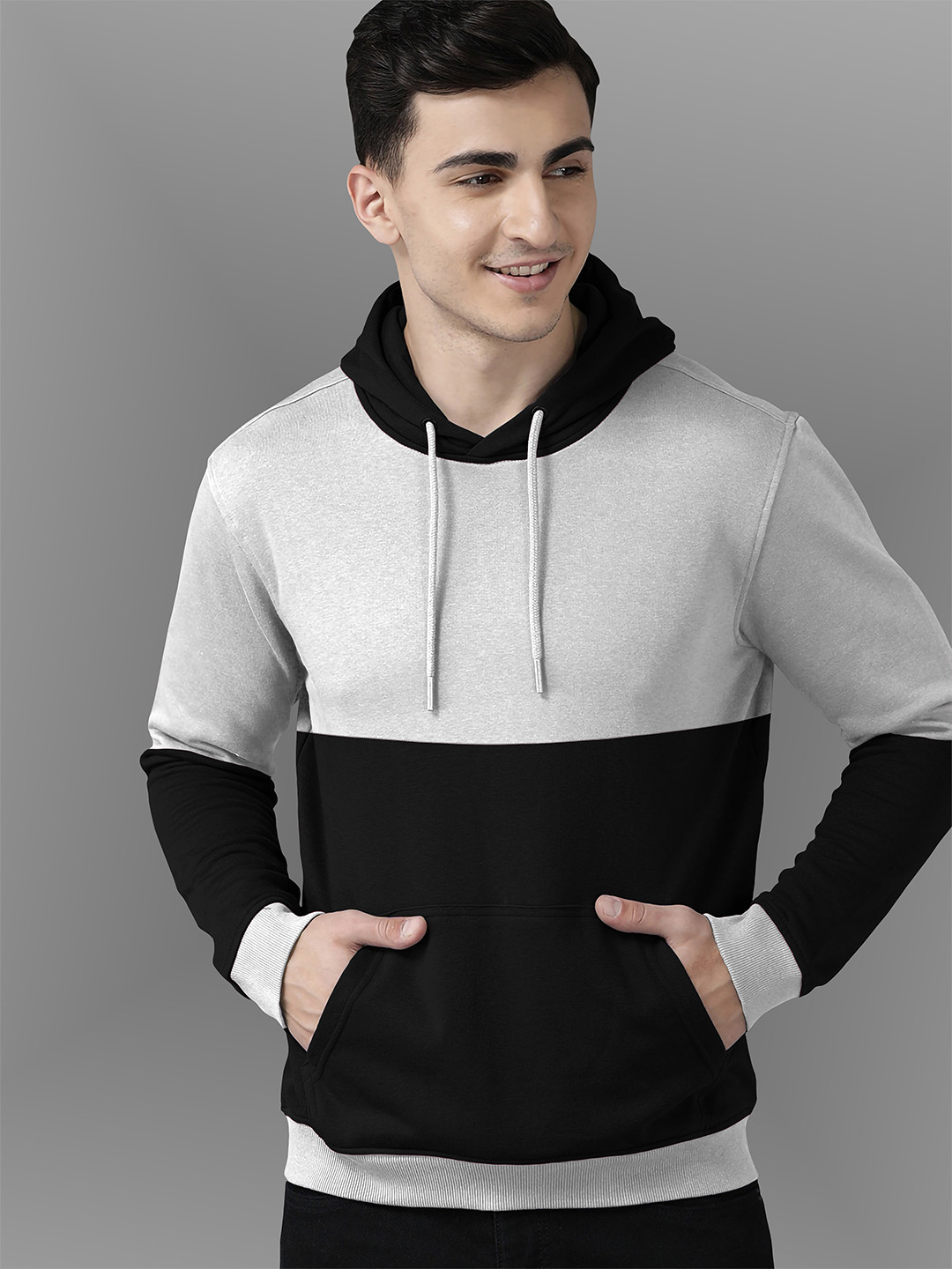 

BAESD Colourblocked Pullover Hooded Sweatshirt, Black