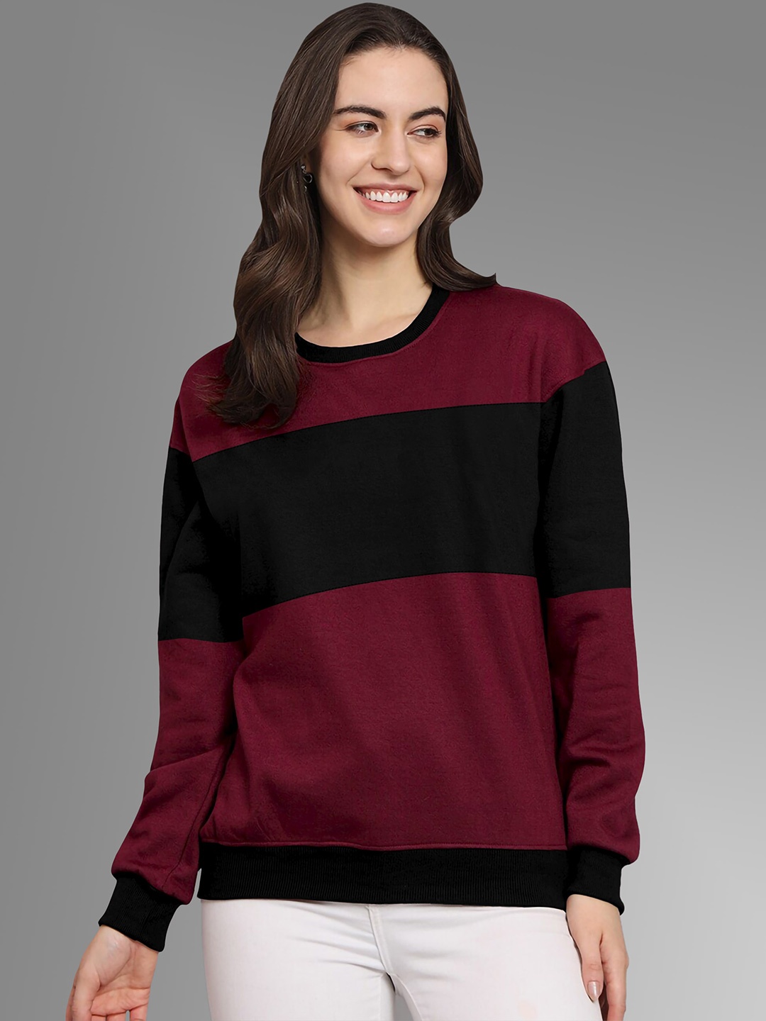 

BAESD Colourblocked Pullover Sweatshirt, Maroon