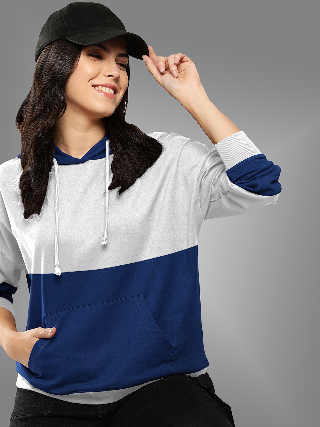 

BAESD Colourblocked Pullover Hooded Sweatshirt, Blue
