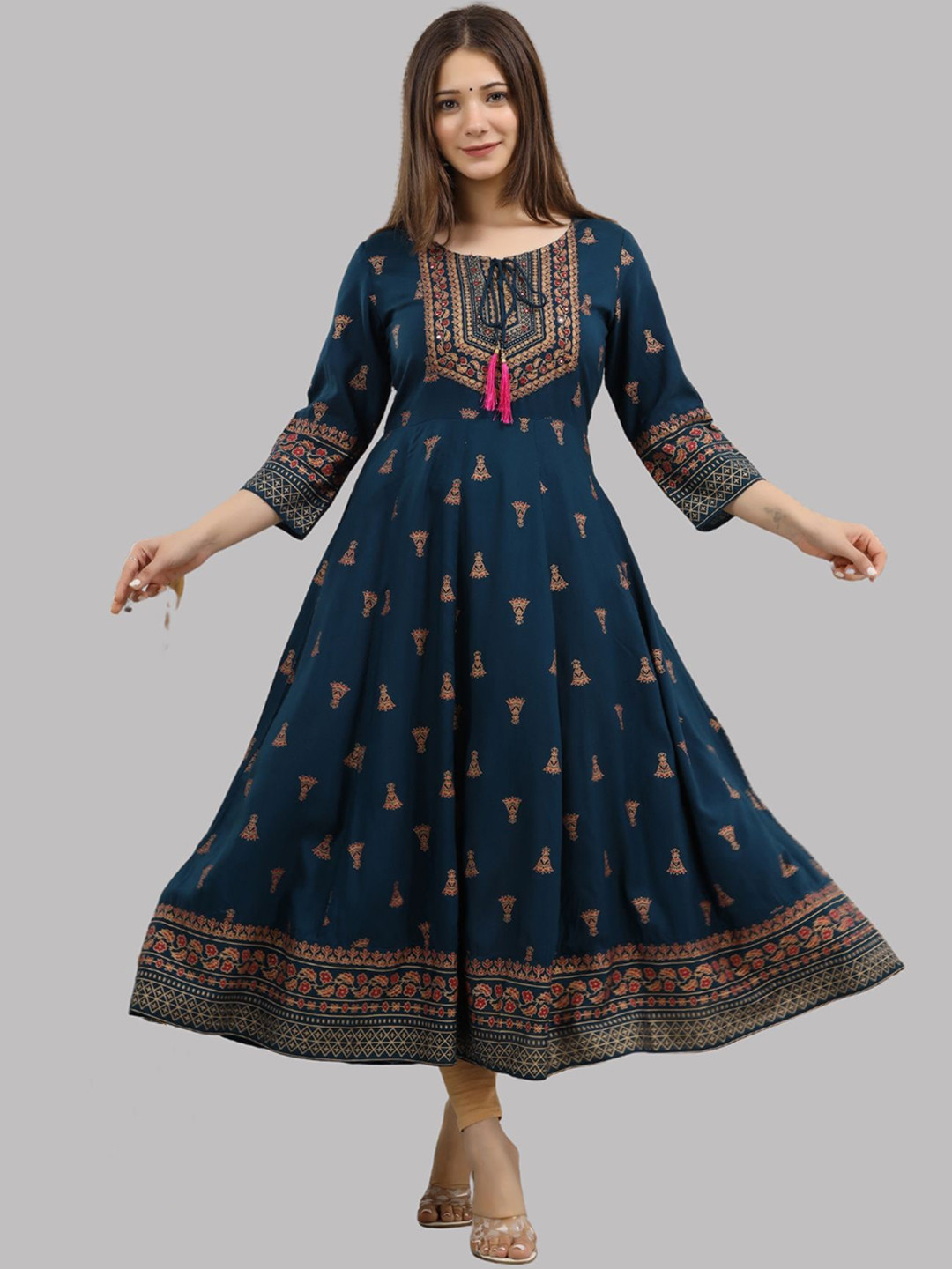 

Amayra Women Women Ethnic Motifs Printed Anarkali Kurta, Blue
