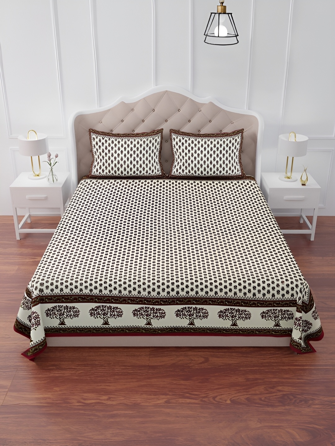 

The Craft Monk Red Floral King Bedsheet with 2 Pillow Covers