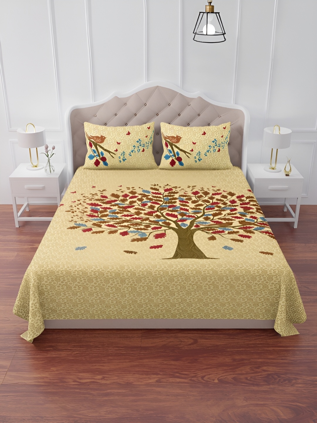 

The Craft Monk Brown & Gold-Toned Ethnic Motifs King Bedsheet with 2 Pillow Covers