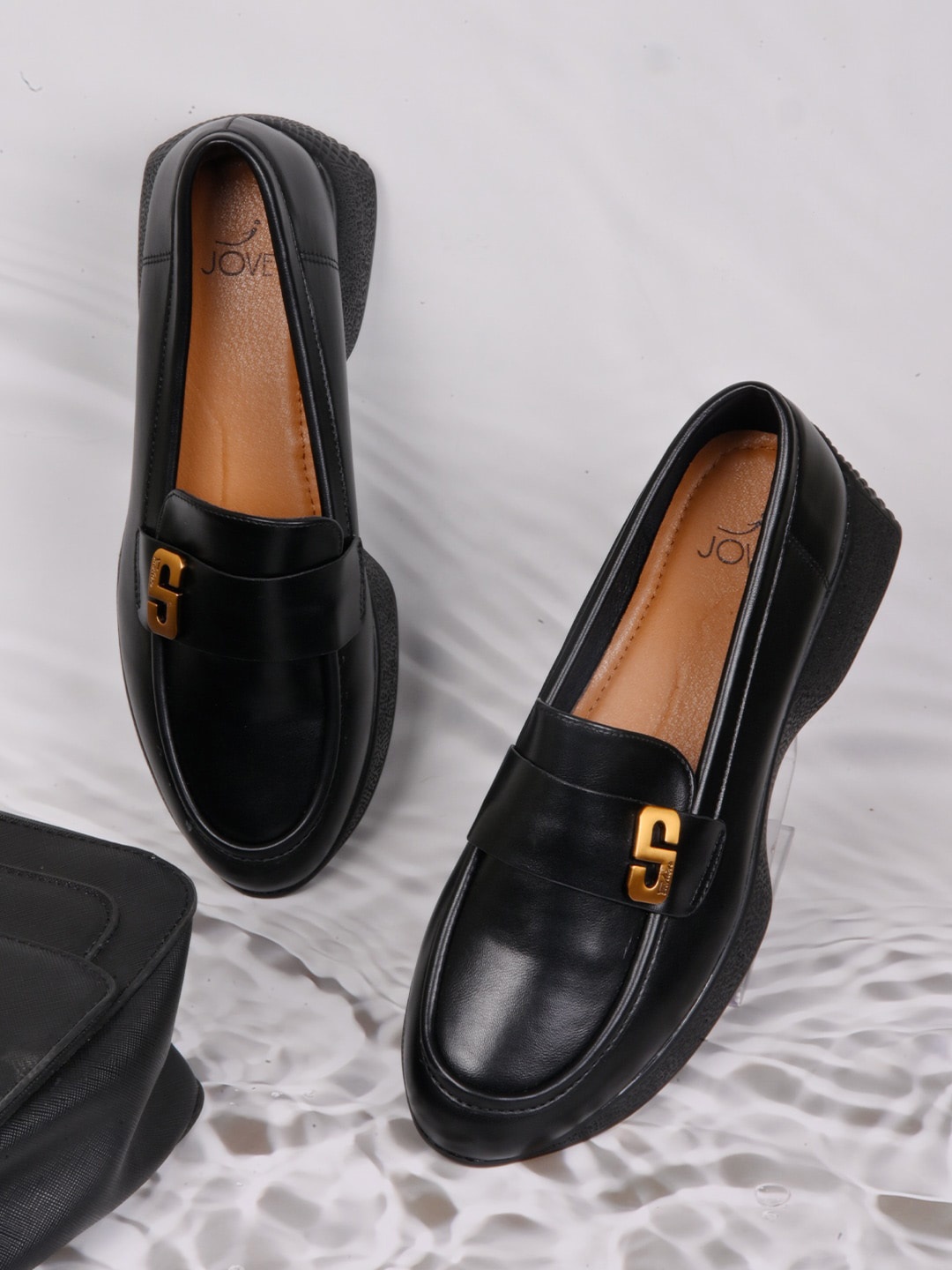 

Jove Women PU Loafers, Black