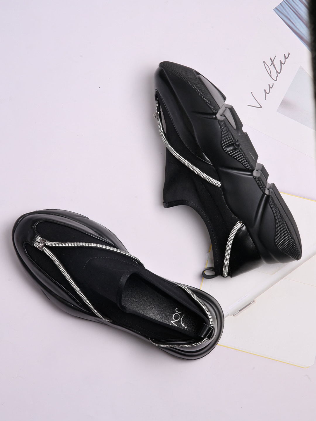 

Jove Women PU Sneakers, Black