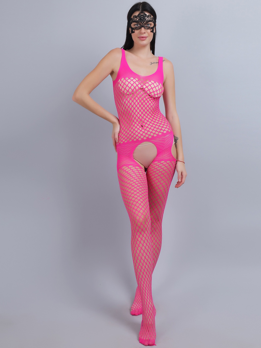 

COLOR STYLE Self Design Stretchable Baby Doll With Mask, Pink
