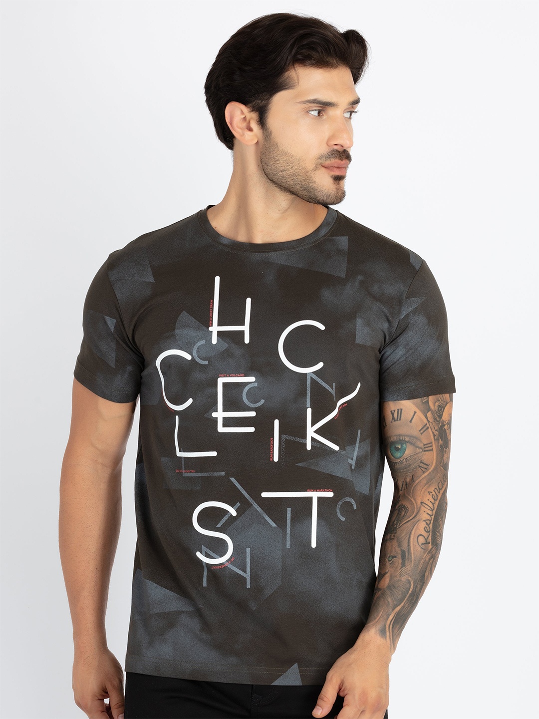 

Status Quo Typography Printed Pure Cotton T-shirt, Olive