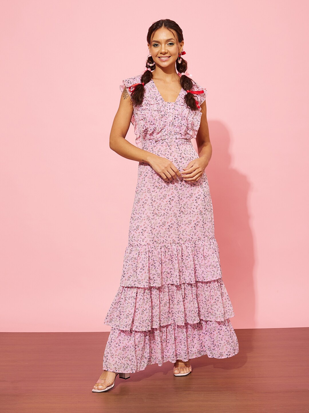 

QUIERO Floral Printed Maxi Dress, Pink