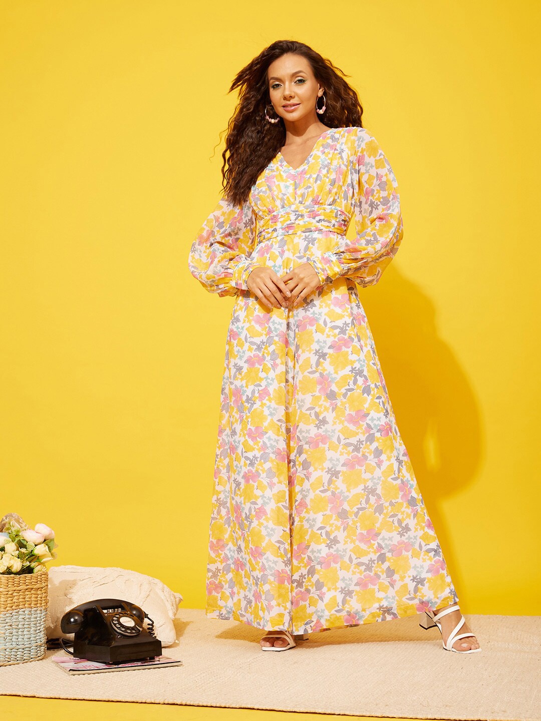 

QUIERO Printed Culotte Jumpsuit, Yellow