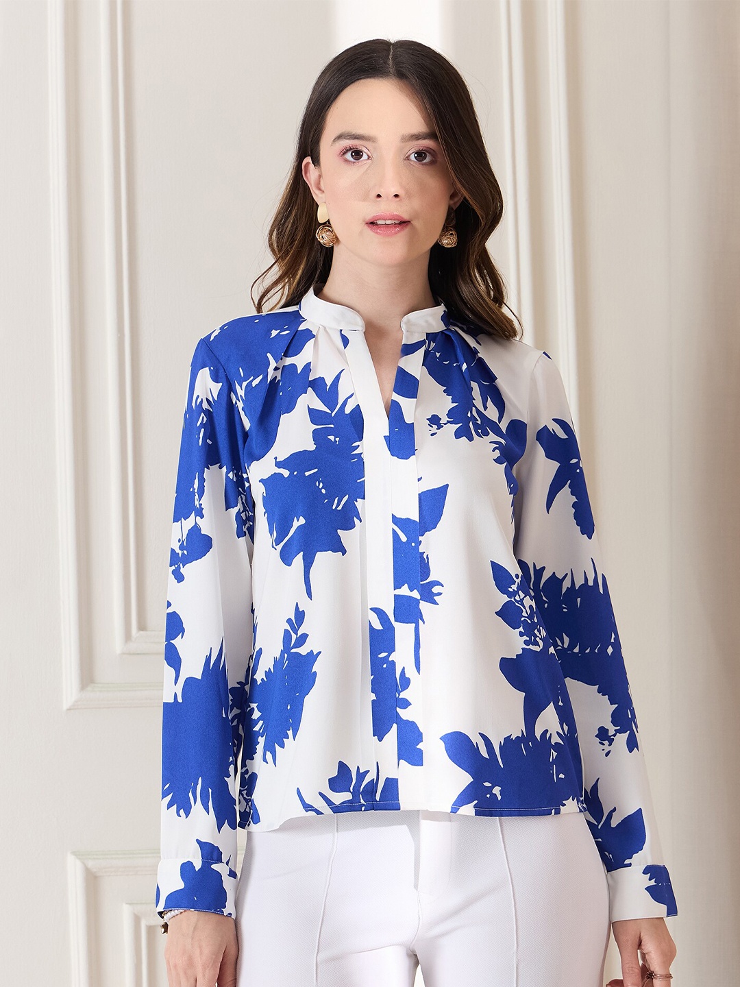 Berrylush BIZwear Floral Printed Casual Shirt, White