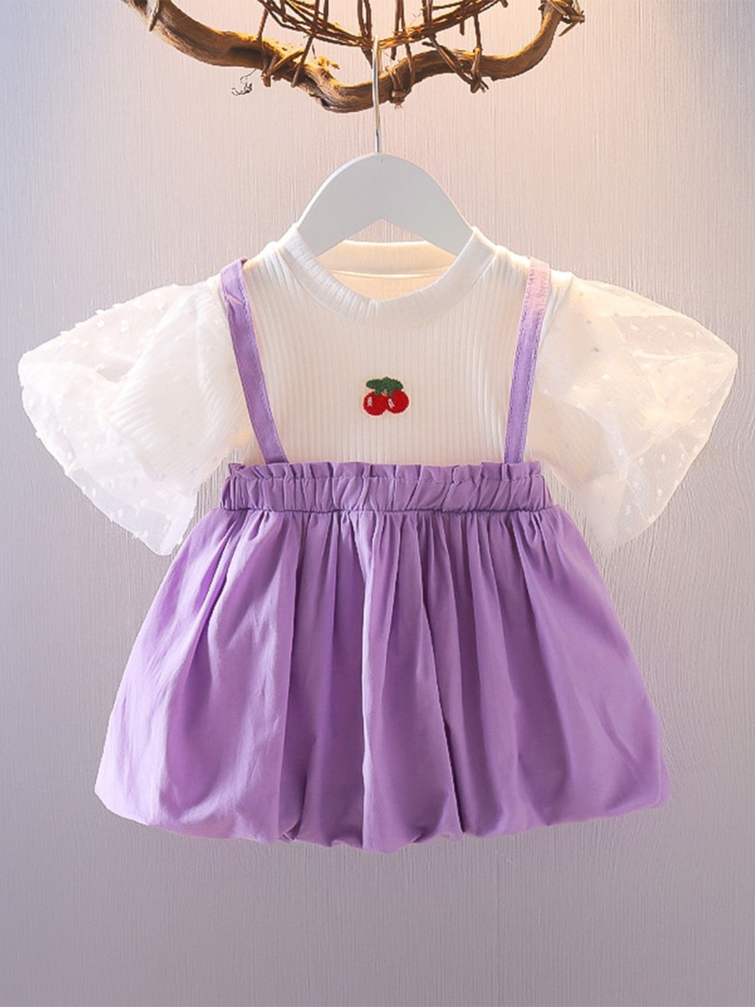 

INCLUD Girls Flared Sleeves Fit & Flare Dress, Violet