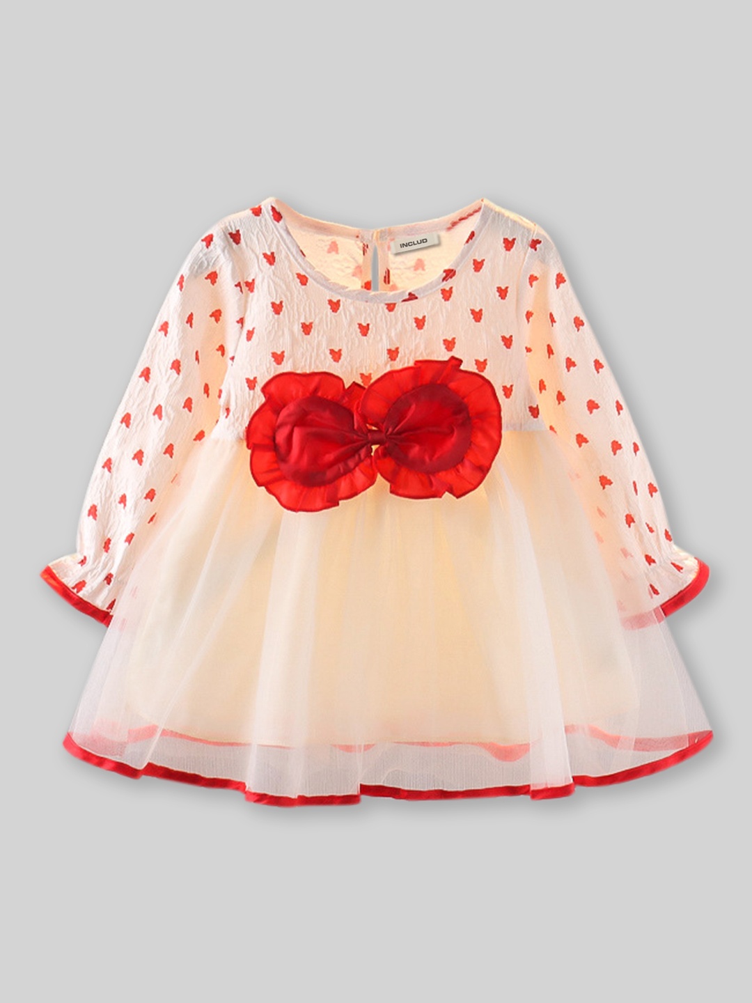 

INCLUD Polka Dot Fit & Flare Dress, Red