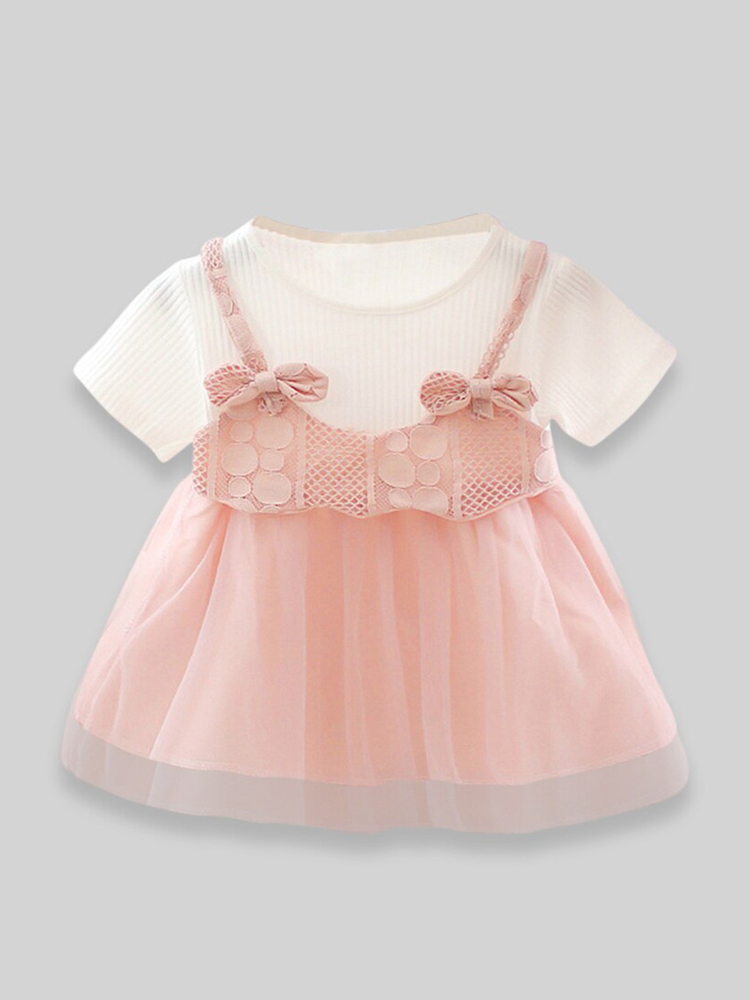 

INCLUD Flared Round Neck A-Line Dress, Pink