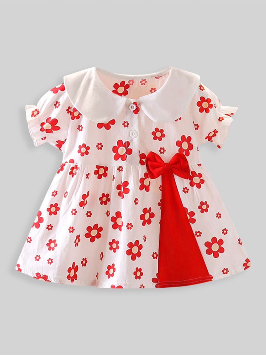 

INCLUD Floral Printed Cotton Fit & Flare Dress, Red