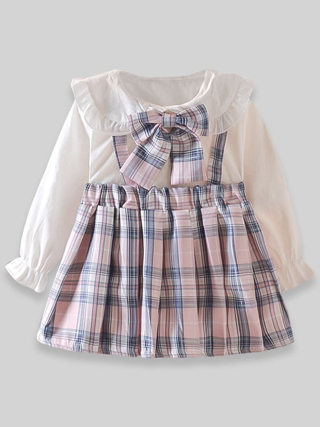 

INCLUD Girls Checked Cotton Fit & Flare Dress, Violet