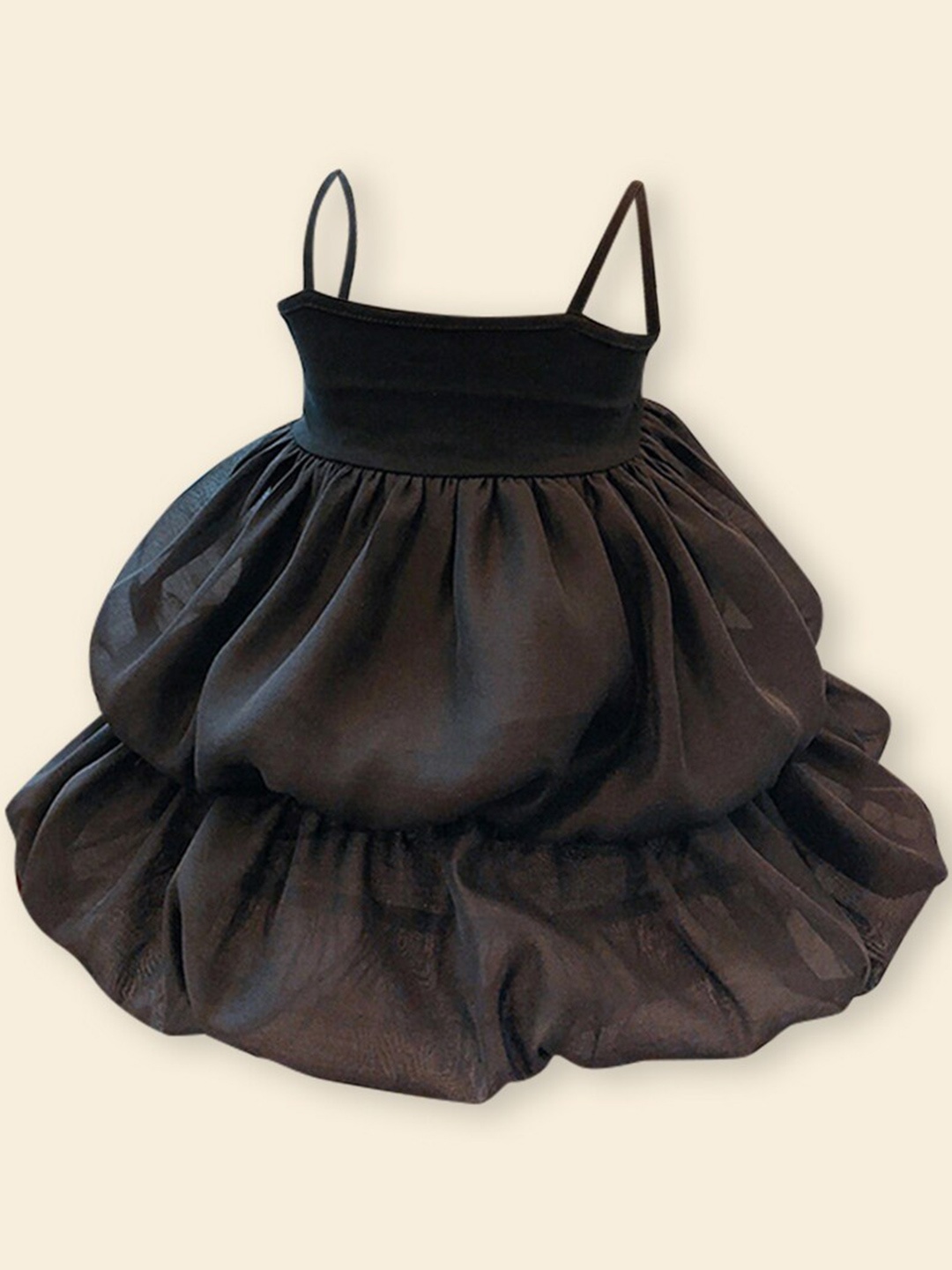 

INCLUD Girls Shoulder Straps Sleeveless Tiered Balloon Dress, Black