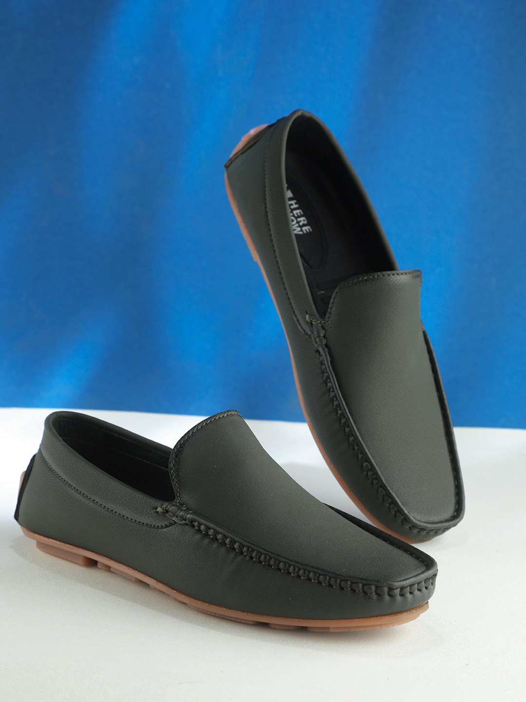 

HERE&NOW Men Slip-On Sneakers, Olive