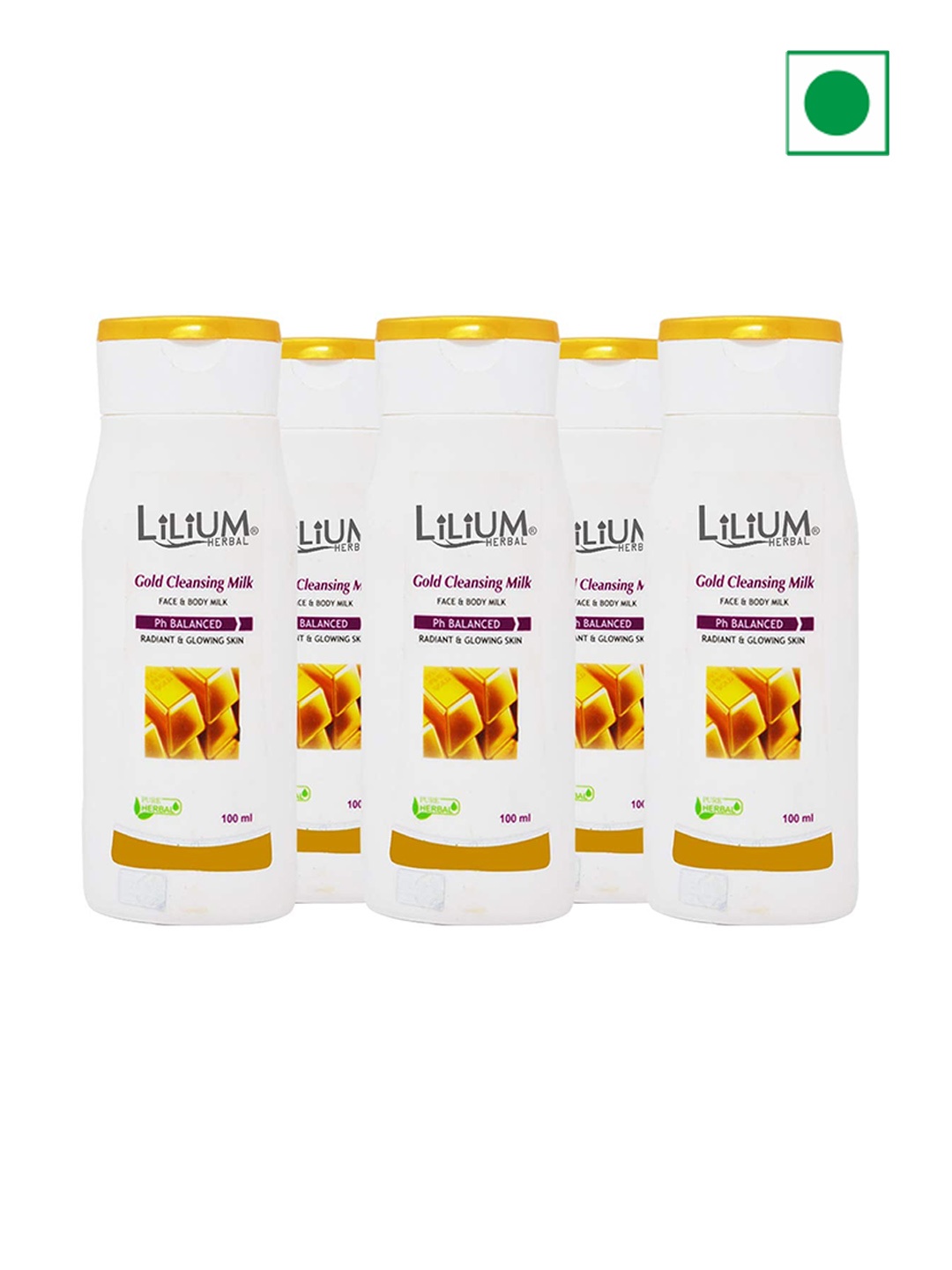 

Lilium Set Of 5 Gold Cleansing Milk For Radiant & Glowing Skin - 100ml Each, White